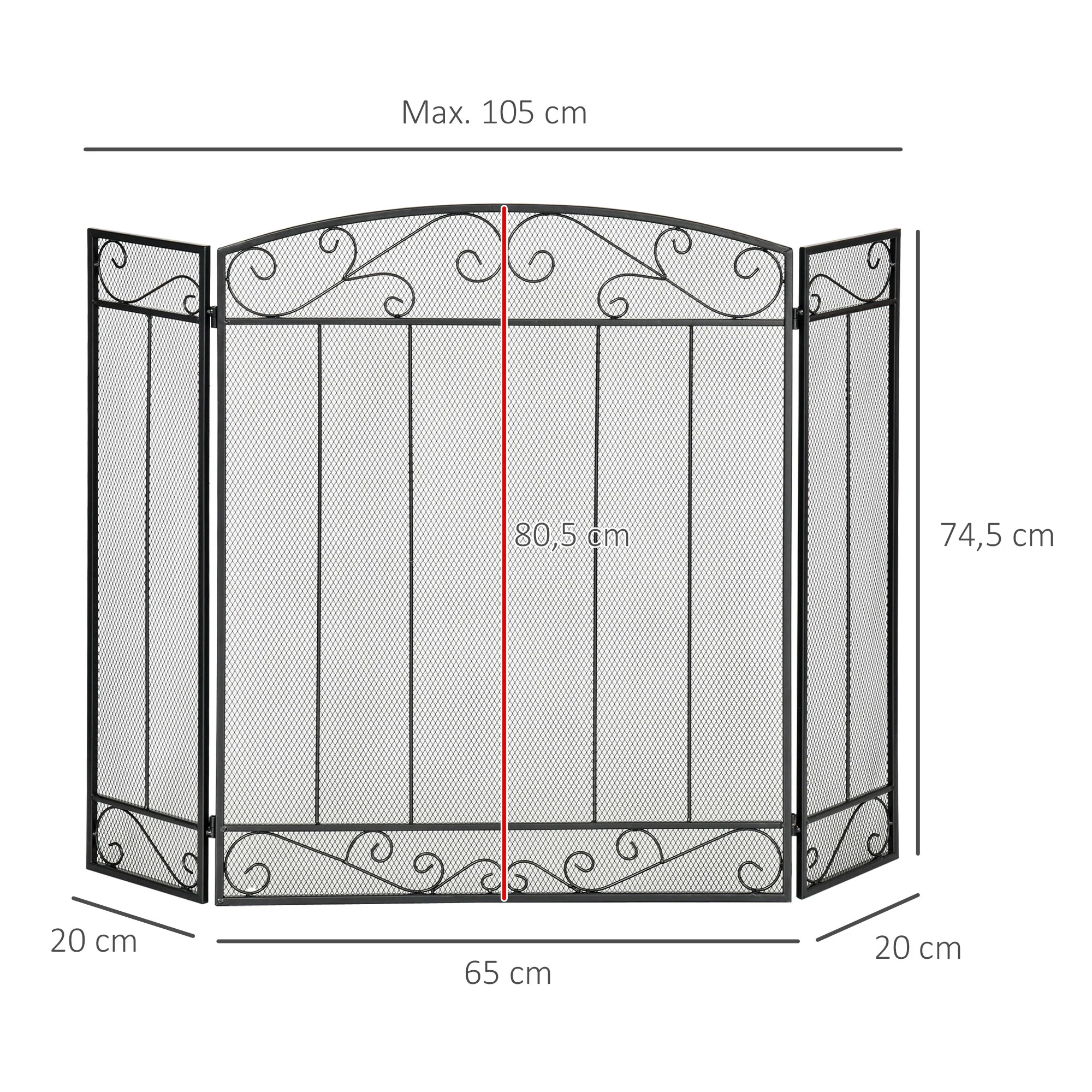 Grille de Protection pour cheminée - Pare-feu Large pour cheminée ou poêle - Pare-étincelles - barrière de sécurité - 3 Volets Pliables - Acier métal Noir - Image 4