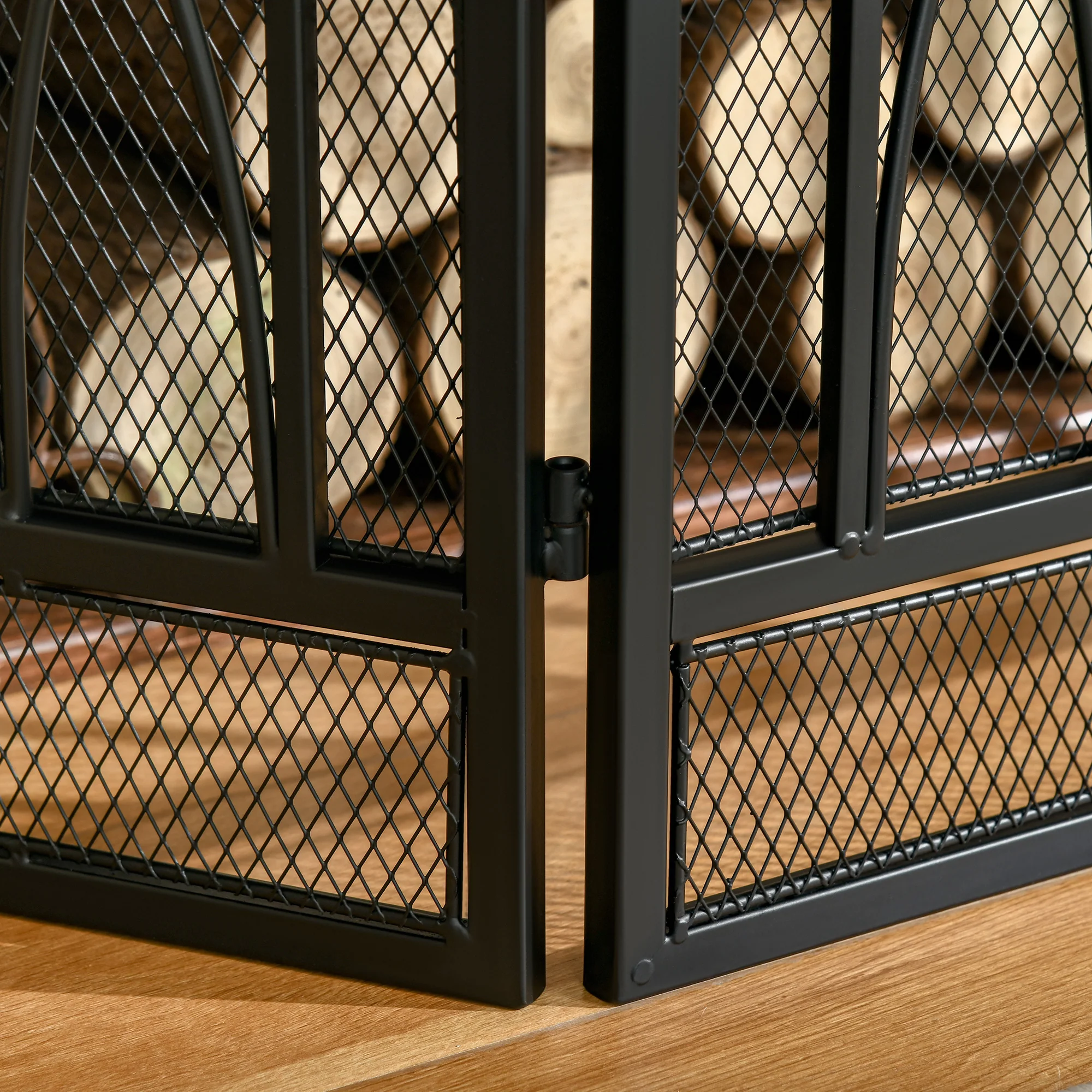 Grille de Protection pour cheminée - Pare-feu Large pour cheminée ou poêle - Pare-étincelles - barrière de sécurité - 3 Volets Pliables - métal Noir - Image 10