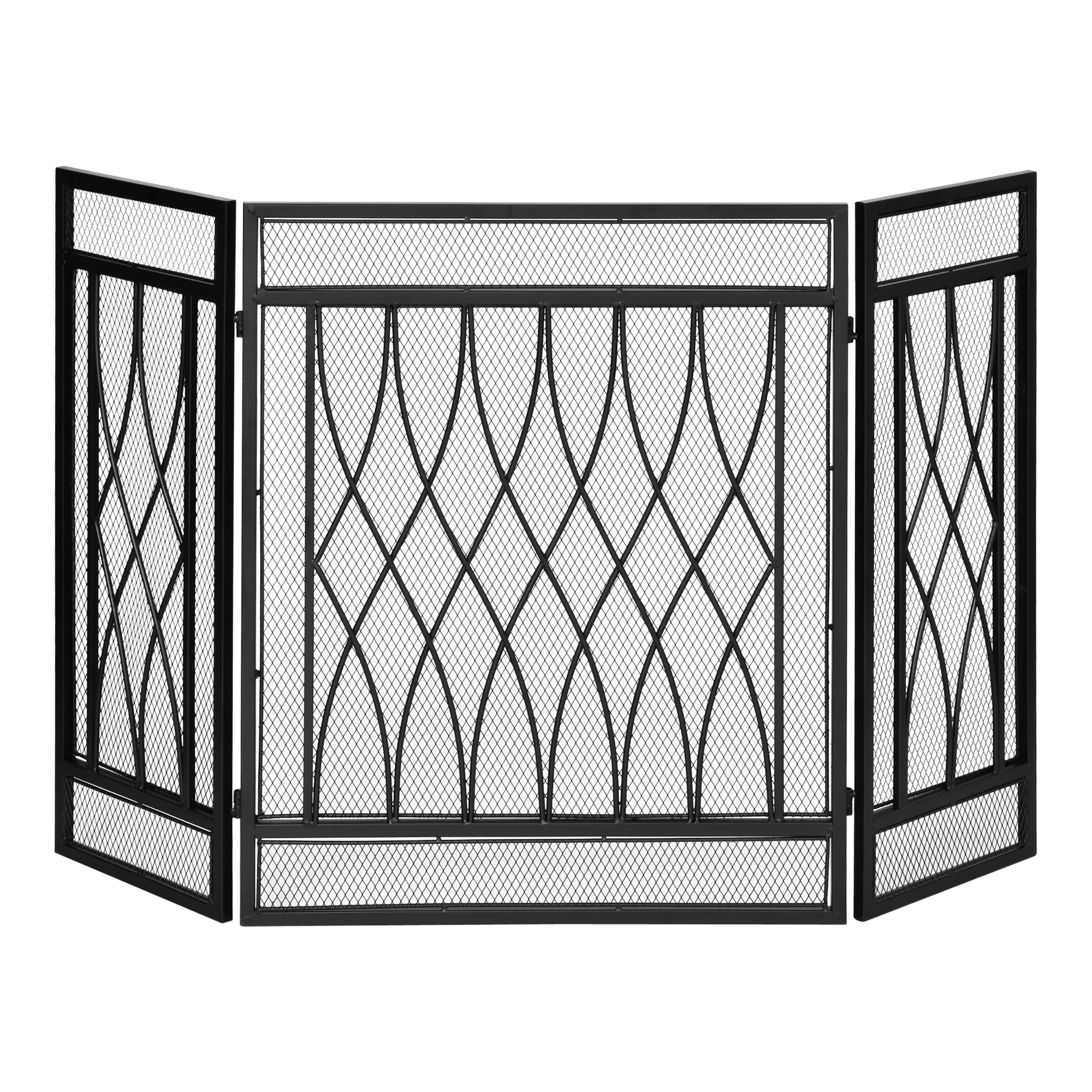 Grille de Protection pour cheminée - Pare-feu Large pour cheminée ou poêle - Pare-étincelles - barrière de sécurité - 3 Volets Pliables - métal Noir - Image 2