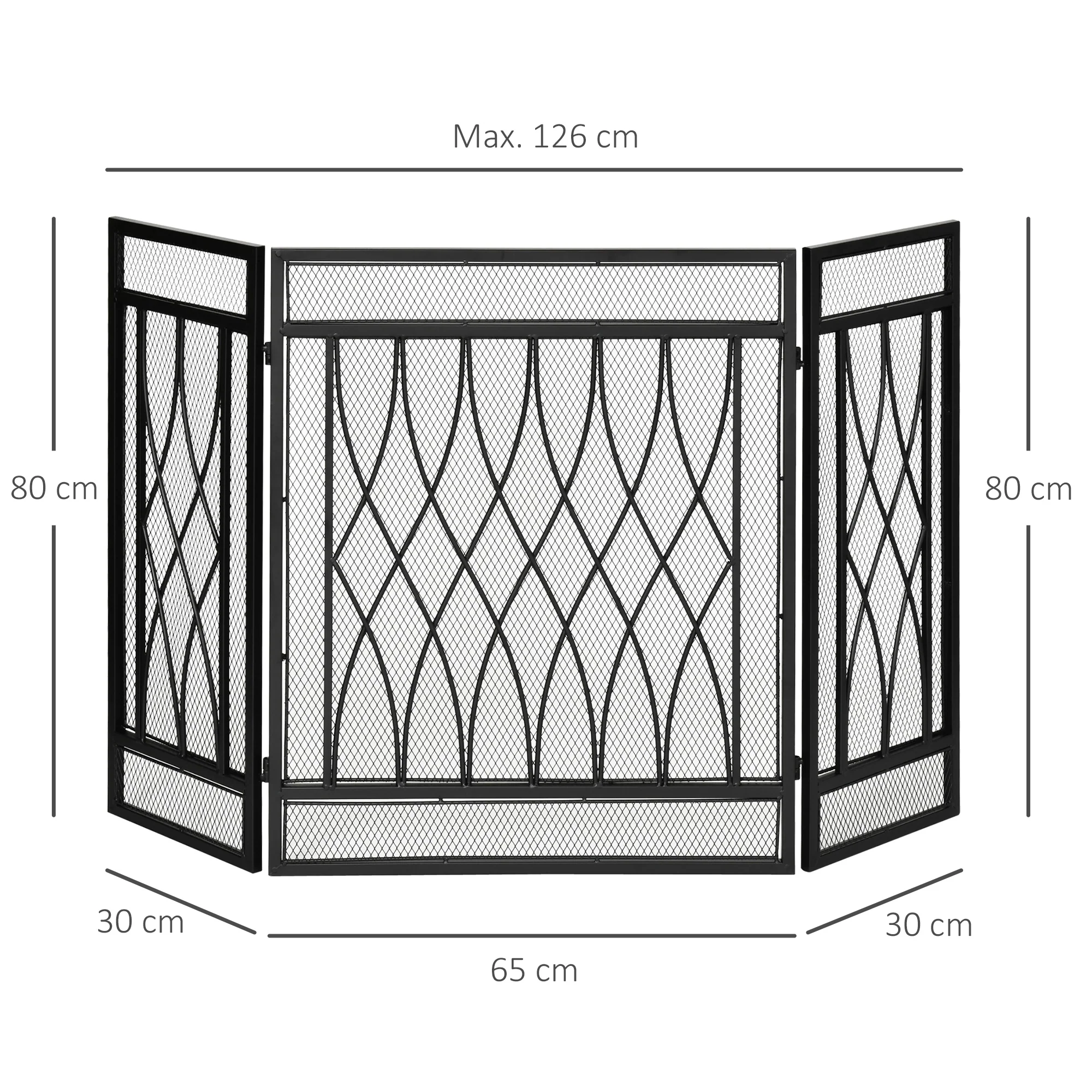 Grille de Protection pour cheminée - Pare-feu Large pour cheminée ou poêle - Pare-étincelles - barrière de sécurité - 3 Volets Pliables - métal Noir - Image 4