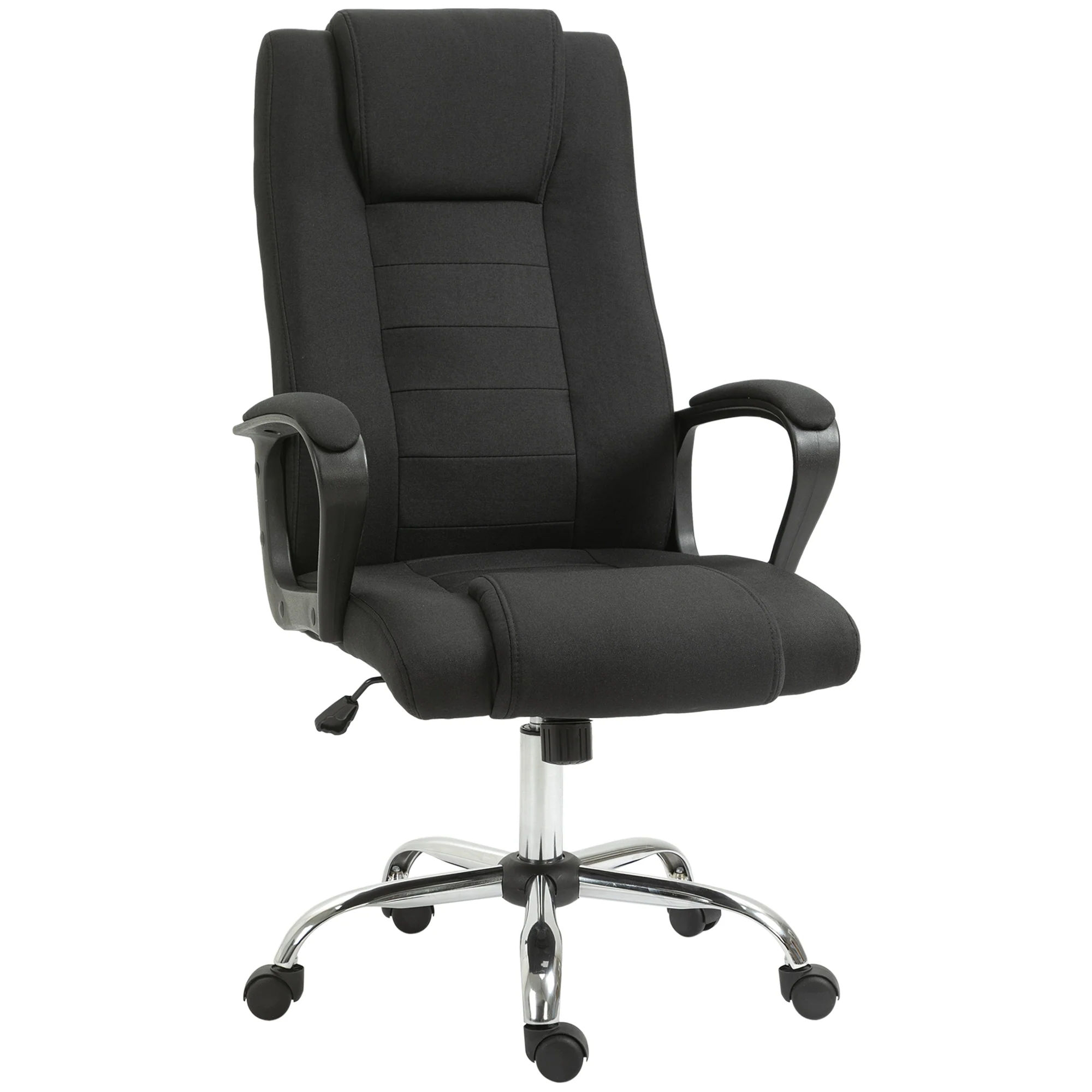 HOMCOM Fauteuil de bureau à roulettes chaise manager ergonomique pivotante hauteur réglable lin noir - Image 2