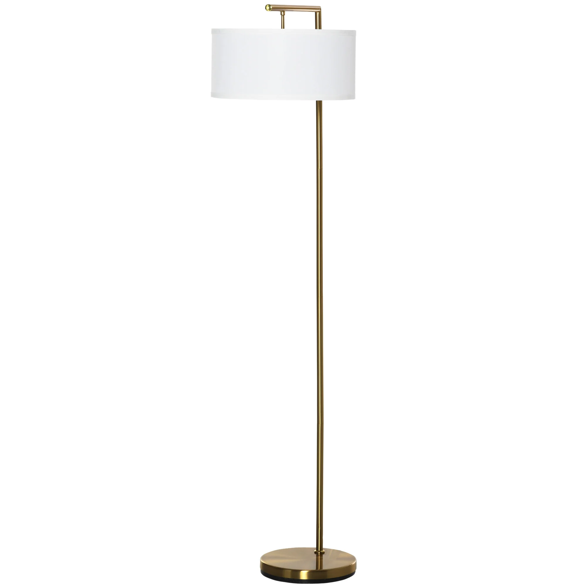 Lampadaire lampe à pied abat-jour en tissu de lin base ronde stable pour salle bureau chambre à coucher 47 x 37 x 153 cm or et blanc - Image 2