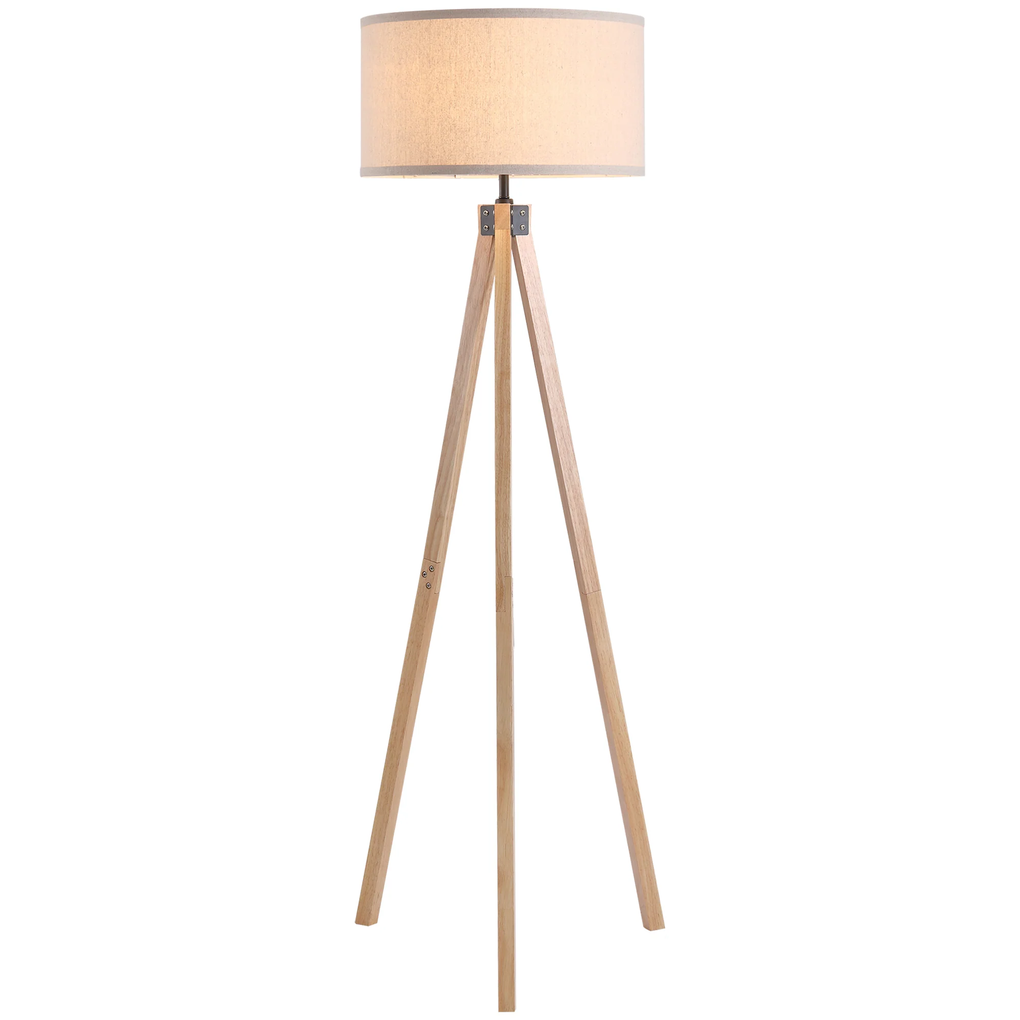Lampadaire trépied style scandinave 40 W max. dim. 45L x 45l x 152H cm bois de pin lin beige - Image 11