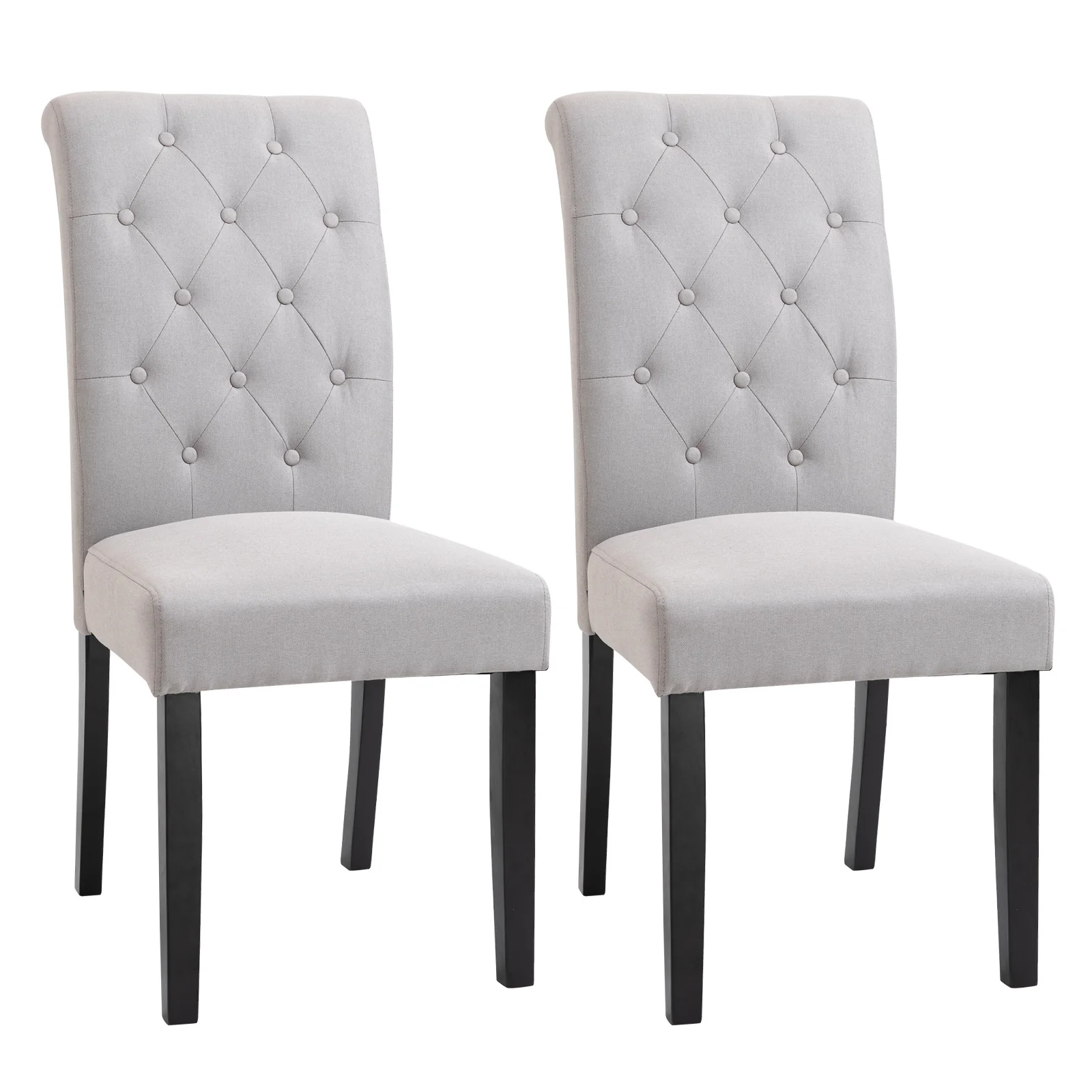Lot de 2 chaises de Salle à Manger Chaise de cuicine Grand Confort Pieds en Bois Lin 47 x 61 x 101 cm - Image 2