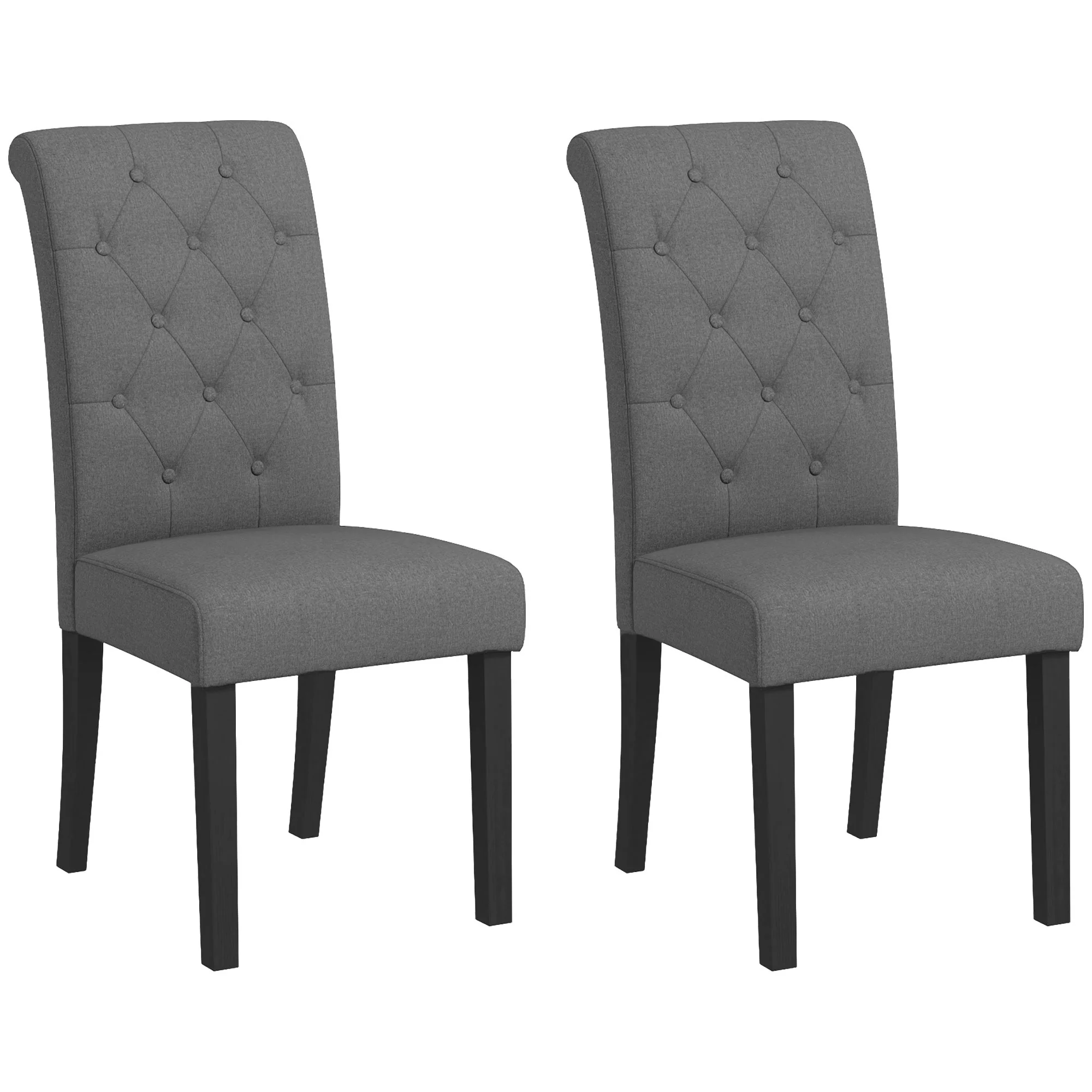 Lot de 2 chaises de Salle à Manger Chaise de cuicine Grand Confort Pieds en Bois Lin 47 x 61 x 101 cm gris foncé - Image 2