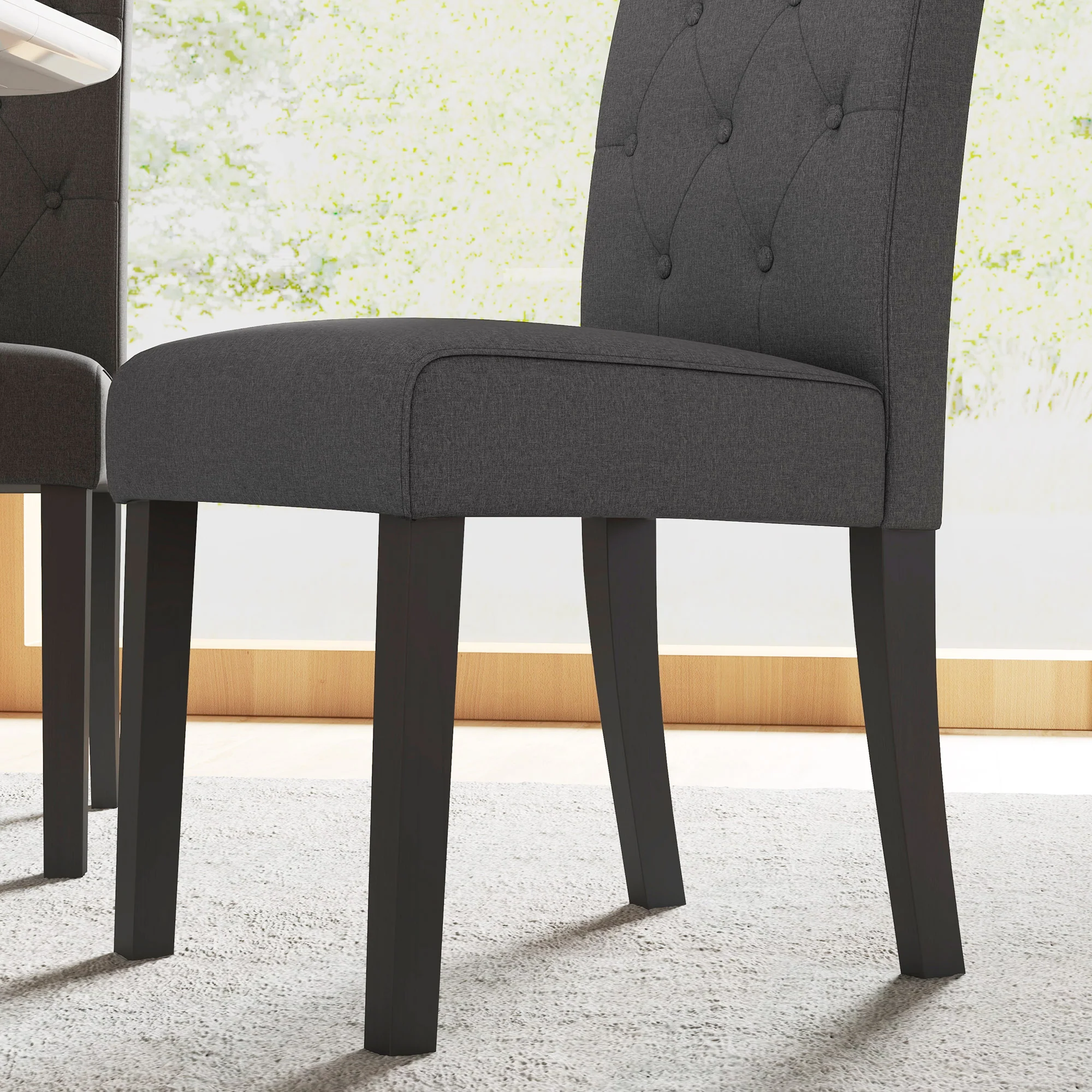 Lot de 2 chaises de Salle à Manger Chaise de cuicine Grand Confort Pieds en Bois Lin 47 x 61 x 101 cm gris foncé - Image 9