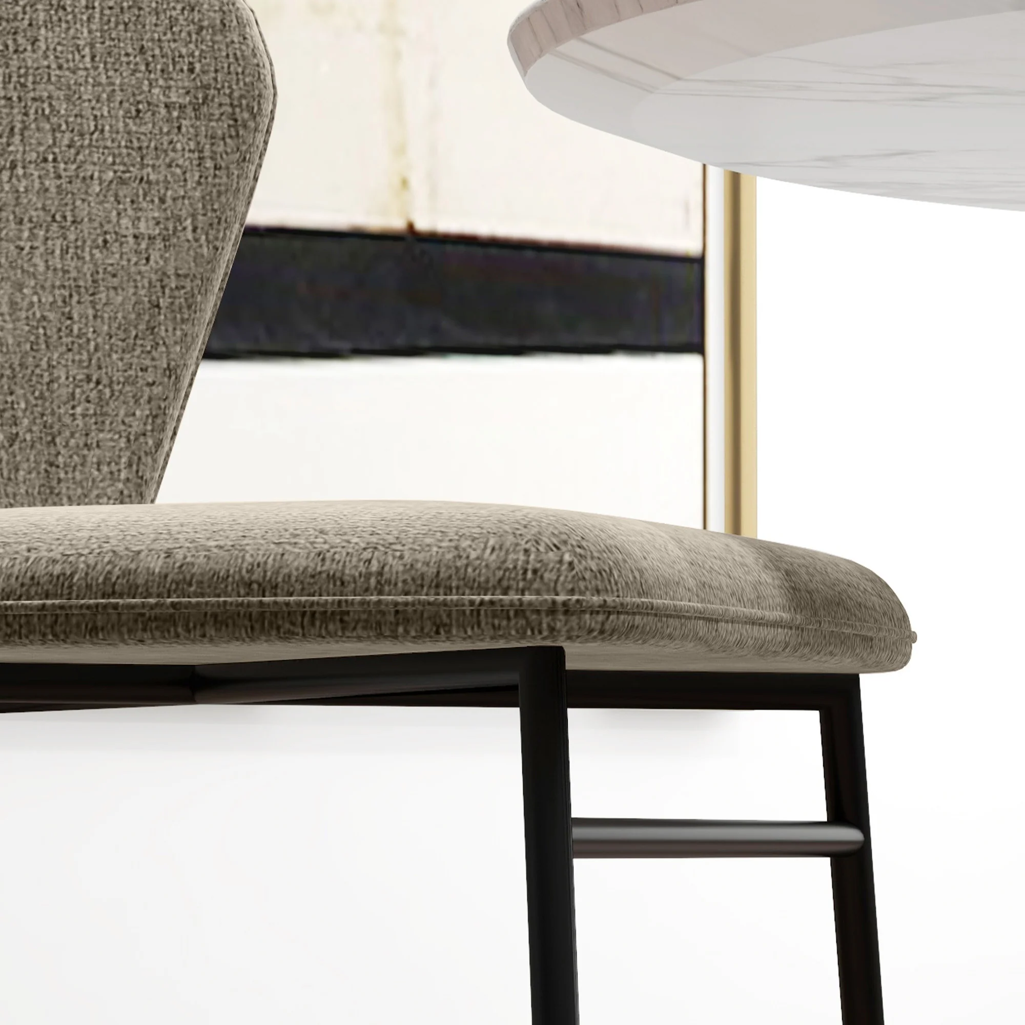 Lot de 2 chaises de salle à manger, chaise de cuisine, assise rembourrée en tissu aspect lin, pieds en acier stable, chaise de salle de bureau, design moderne, marron clair - Image 9