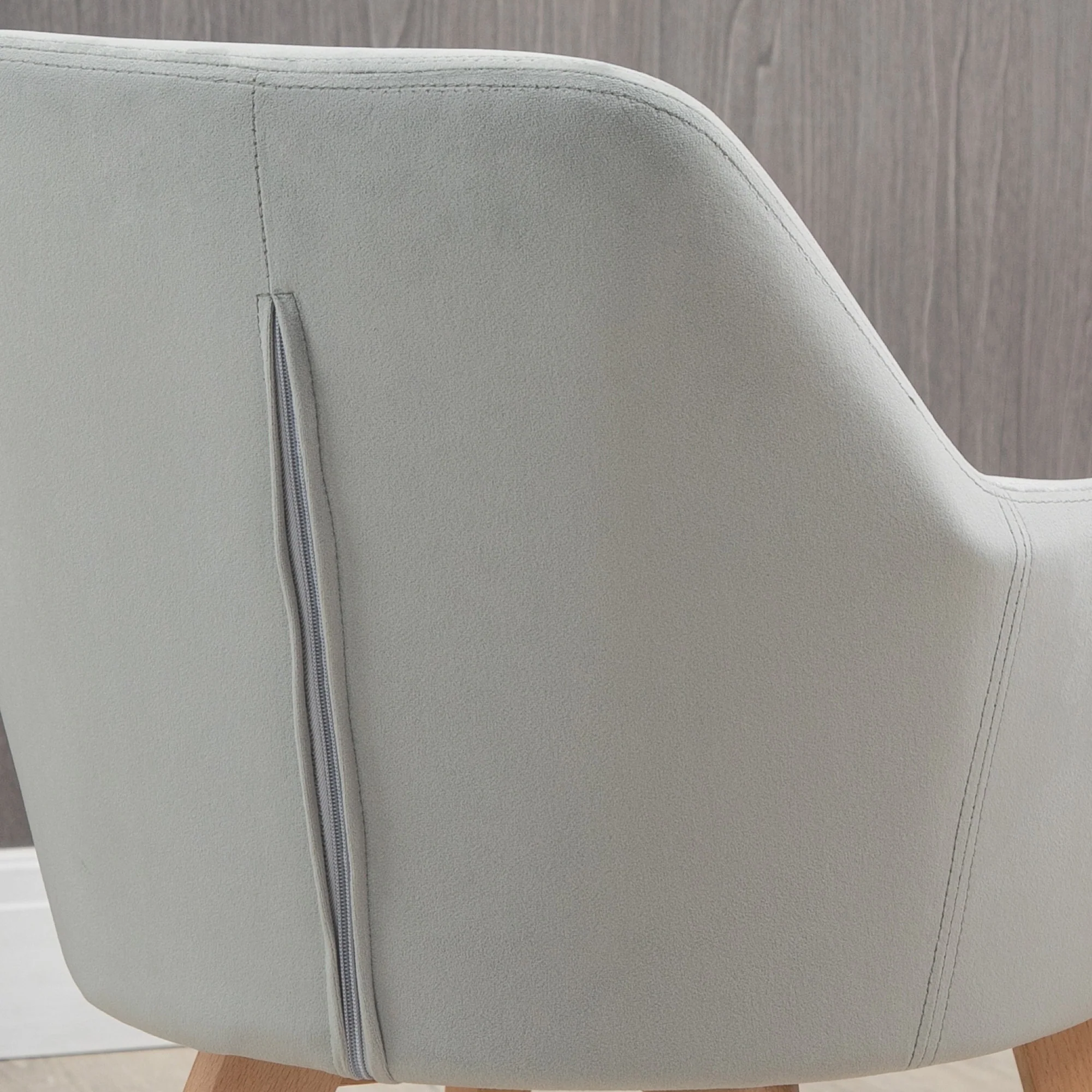 Lot de 2 chaises de salle à manger chaise de cuisine assise rembourrée en tissu effet velours pieds en bois pour cuisine salon chambre bureau, gris - Image 8