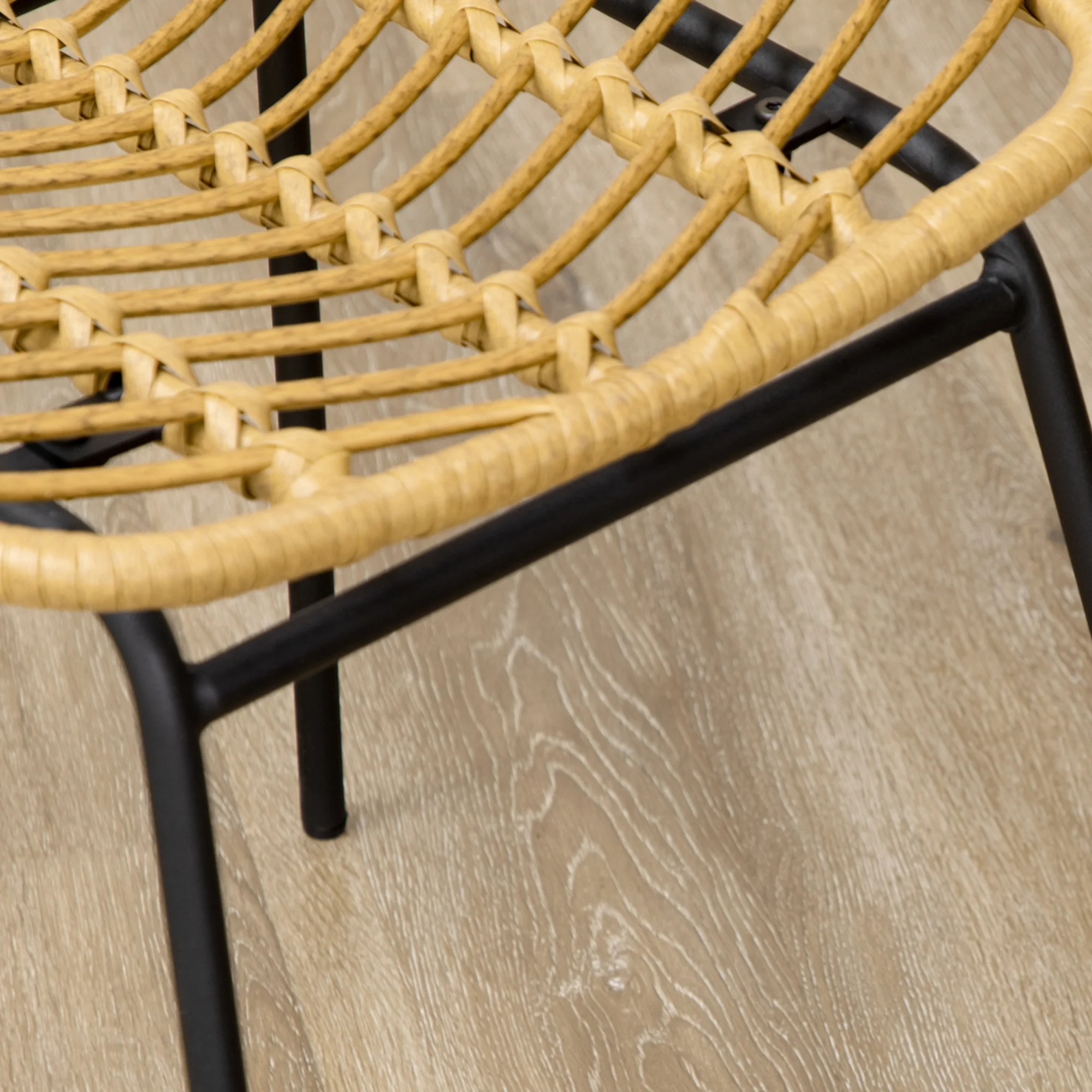 Lot de 2 chaises de salle à manger chaise de cuisine design bohème en résine tressée imitation rotin et piètement métal - 44 x 58 x 85 cm - jaune - Image 10