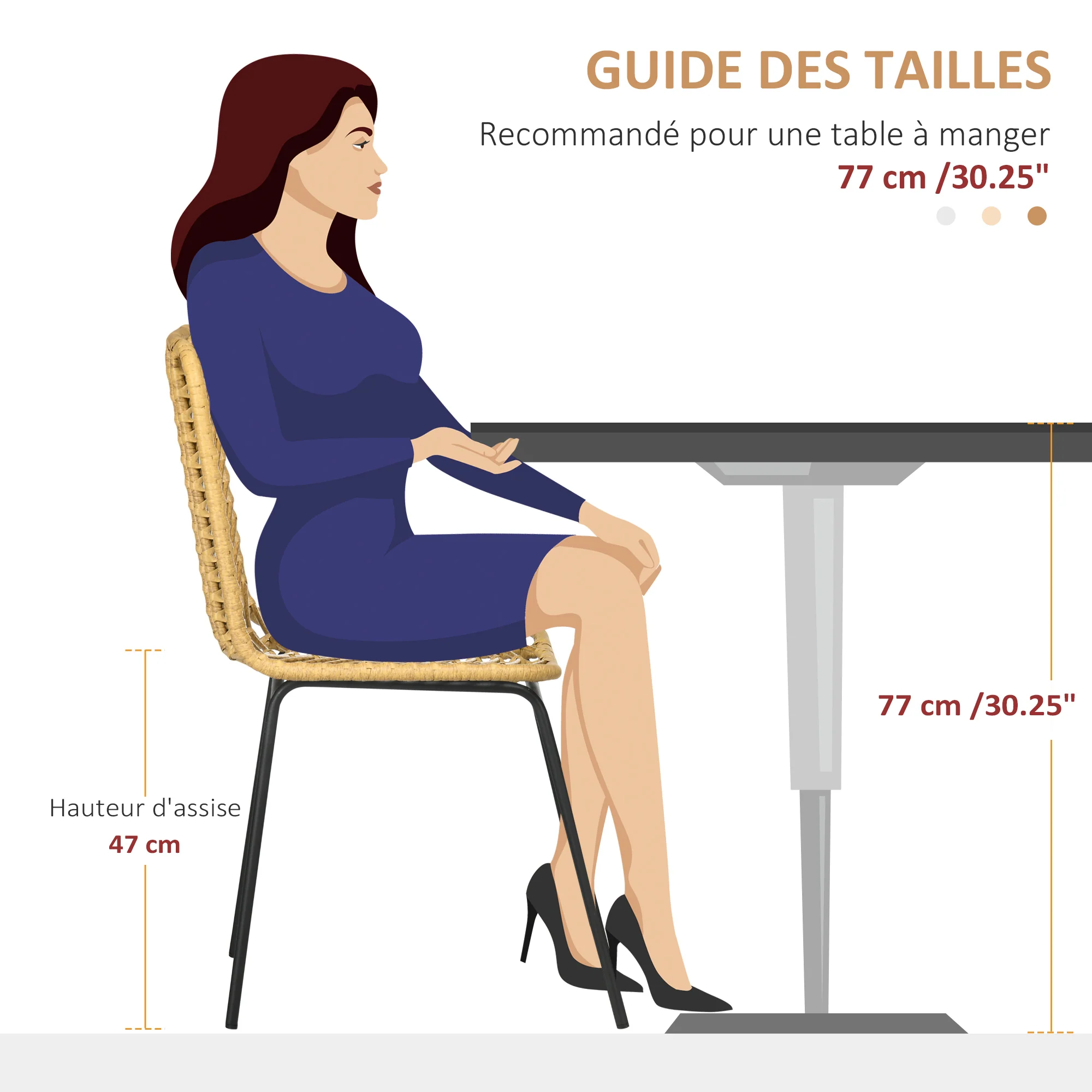 Lot de 2 chaises de salle à manger chaise de cuisine design bohème en résine tressée imitation rotin et piètement métal - 44 x 58 x 85 cm - jaune - Image 7