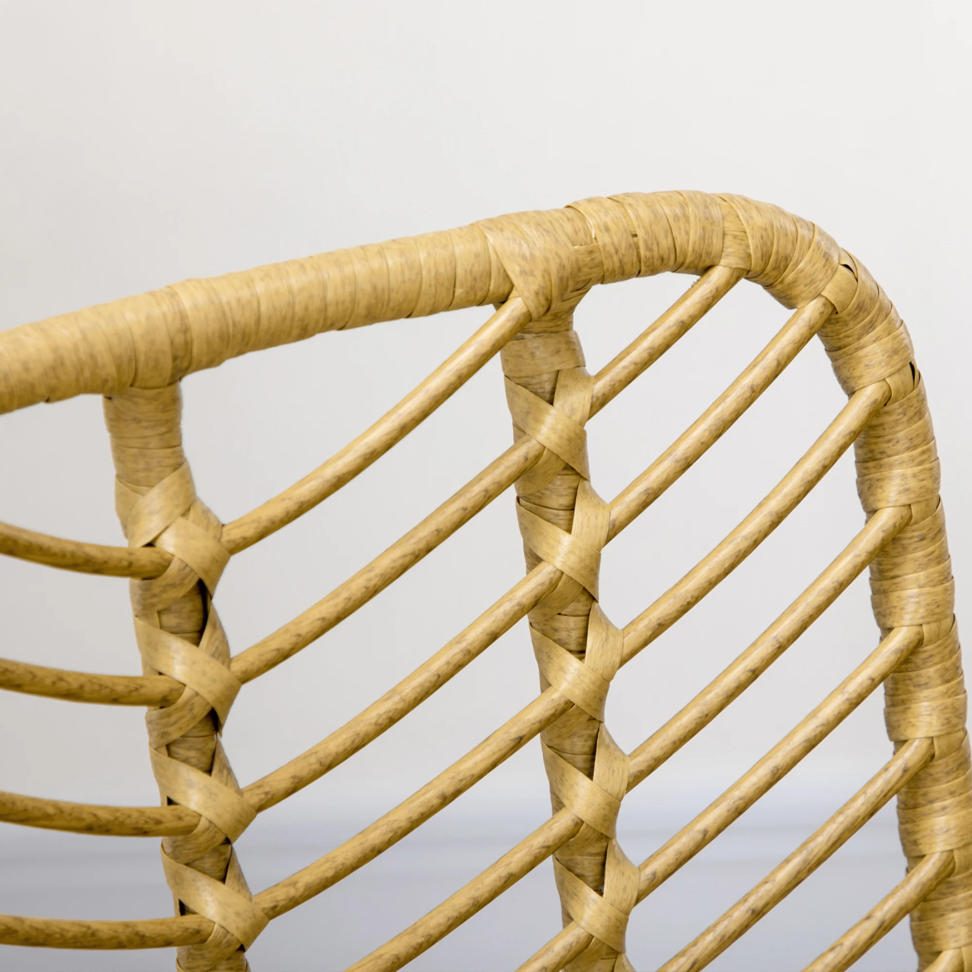 Lot de 2 chaises de salle à manger chaise de cuisine design bohème en résine tressée imitation rotin et piètement métal - 44 x 58 x 85 cm - jaune - Image 9