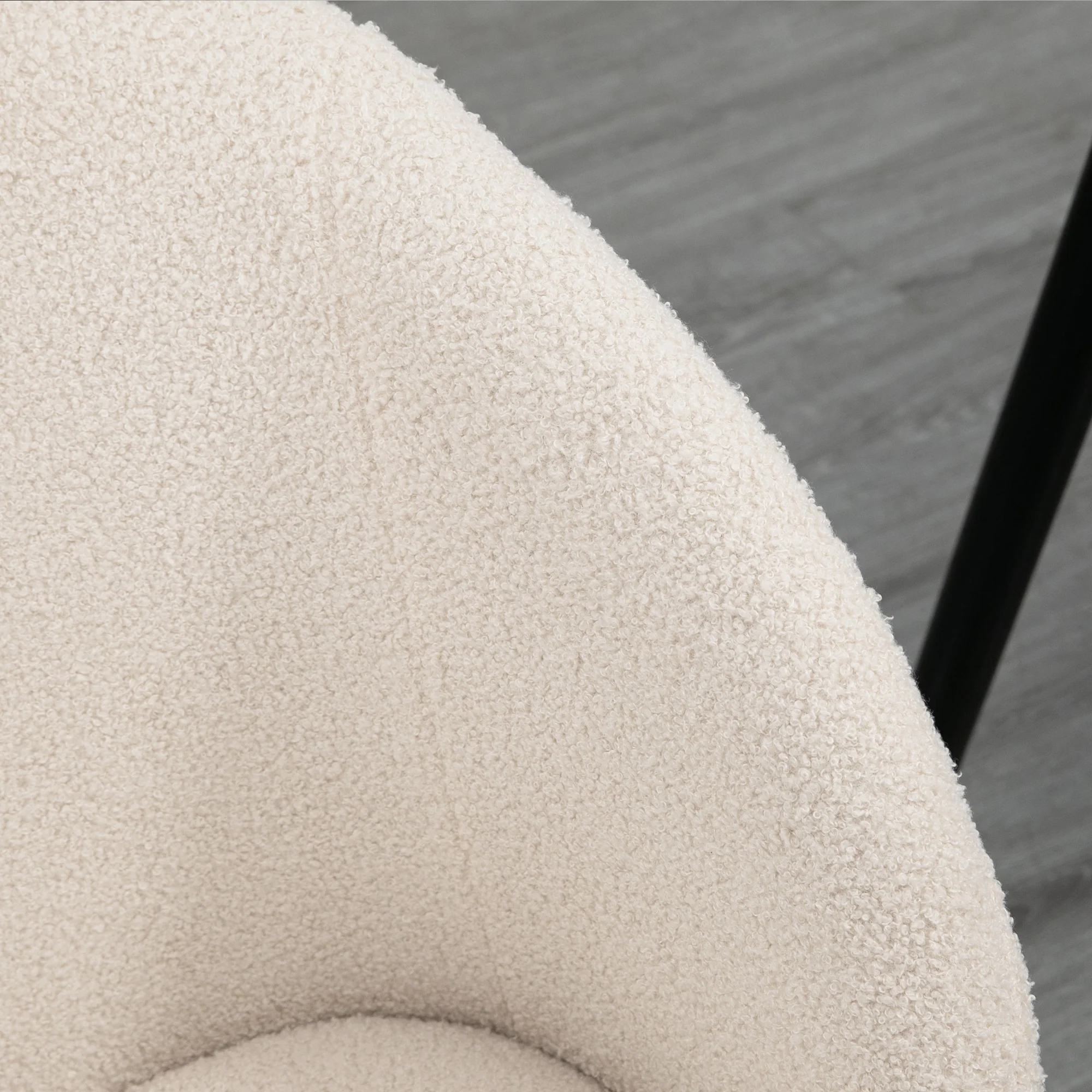 Lot de 2 chaises de salle à manger chaise de cuisine en tissu effet laine boucleé chaise de salon avec pieds en acier - 55 x 62 x 80 cm beige noir - Image 10