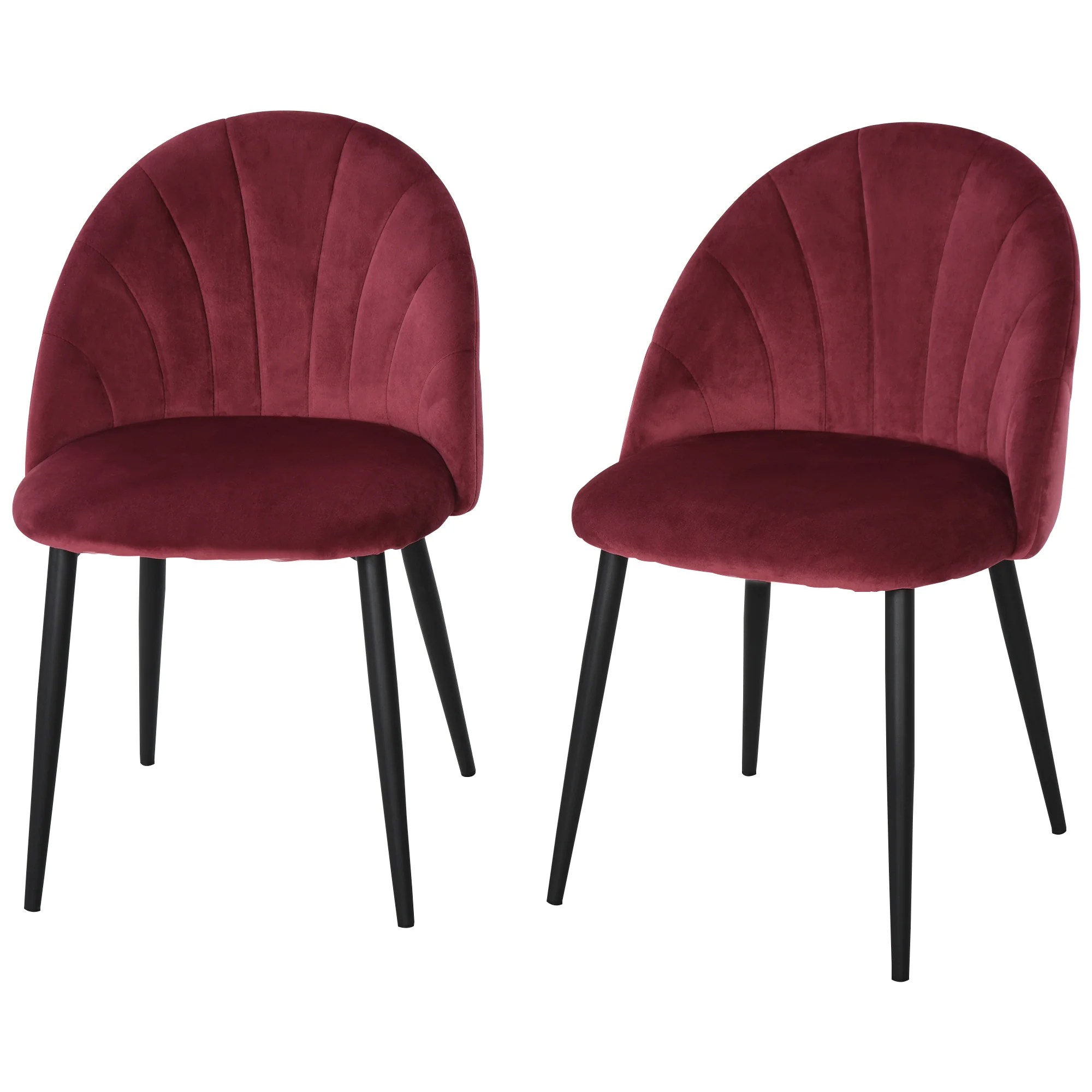 Lot de 2 chaises de salle à manger chaise de cuisine Velours Bordeaux Pieds métal Noir dim. 52L x 54l x 79H cm - Image 11