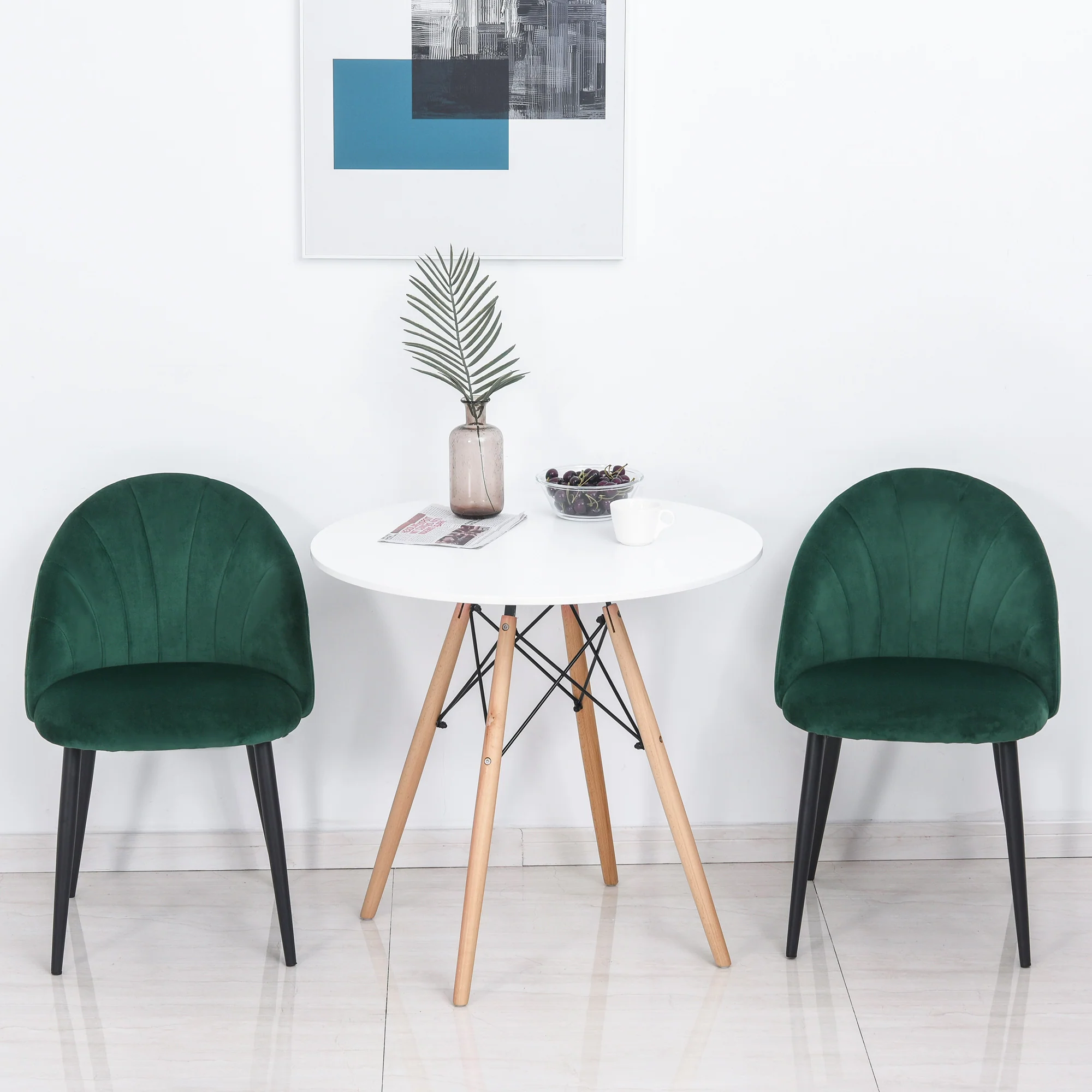 Lot de 2 chaises de Salle à Manger Chaise de Cuisine Velours Pieds métal vert dim. 52L x 54l x 79H cm - Image 8