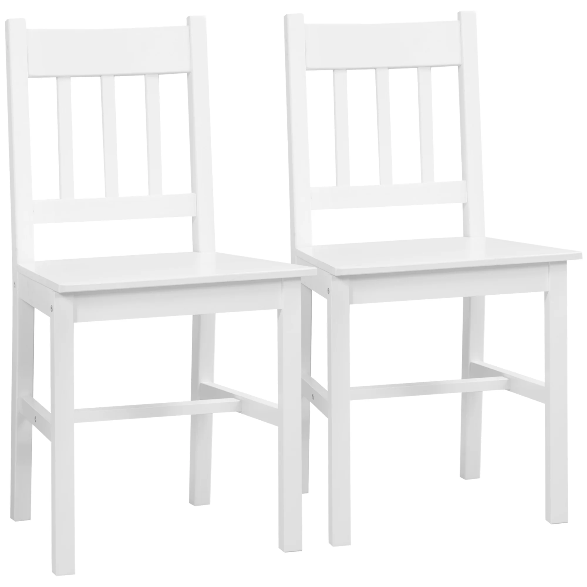 Lot de 2 chaises de salle à manger en bois massif, chaise de cuisine, dossier lattes, esprit campagne, pour salon, salle de séjour, cuisine, blanc - Image 11