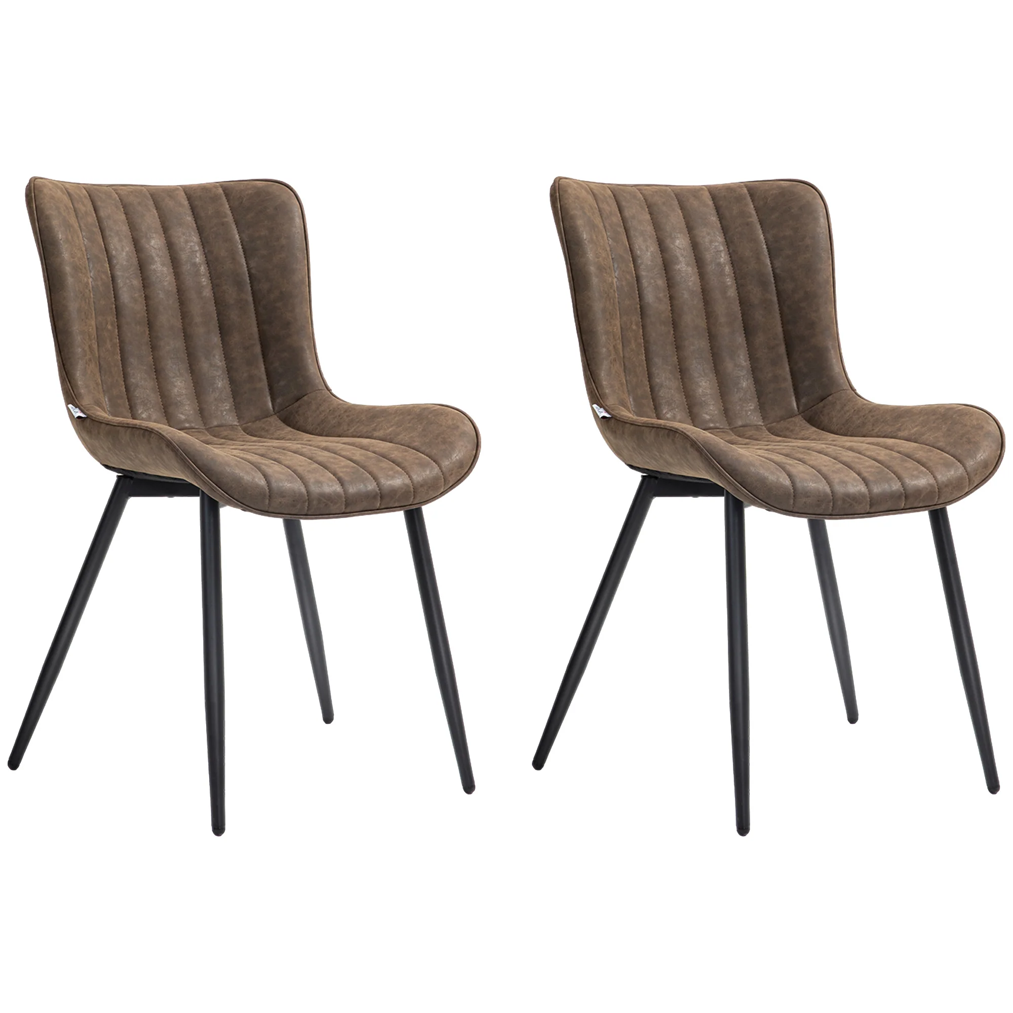 Lot de 2 chaises salle à manger chaise de cuisine moderne en revêtement synthétique avec design capitonné et pieds en métal, pour salon, salle à manger, chambre à coucher, marron - Image 11