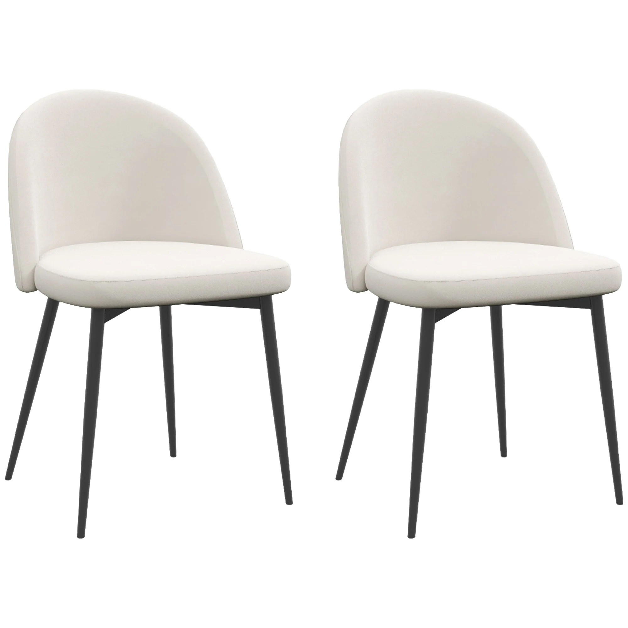 Lot de 2 chaises salle à manger chaise de cuisine scandinave chaise en velours rembourrée avec pieds effilés en métal, pour salon, salle à manger, crème - Image 2