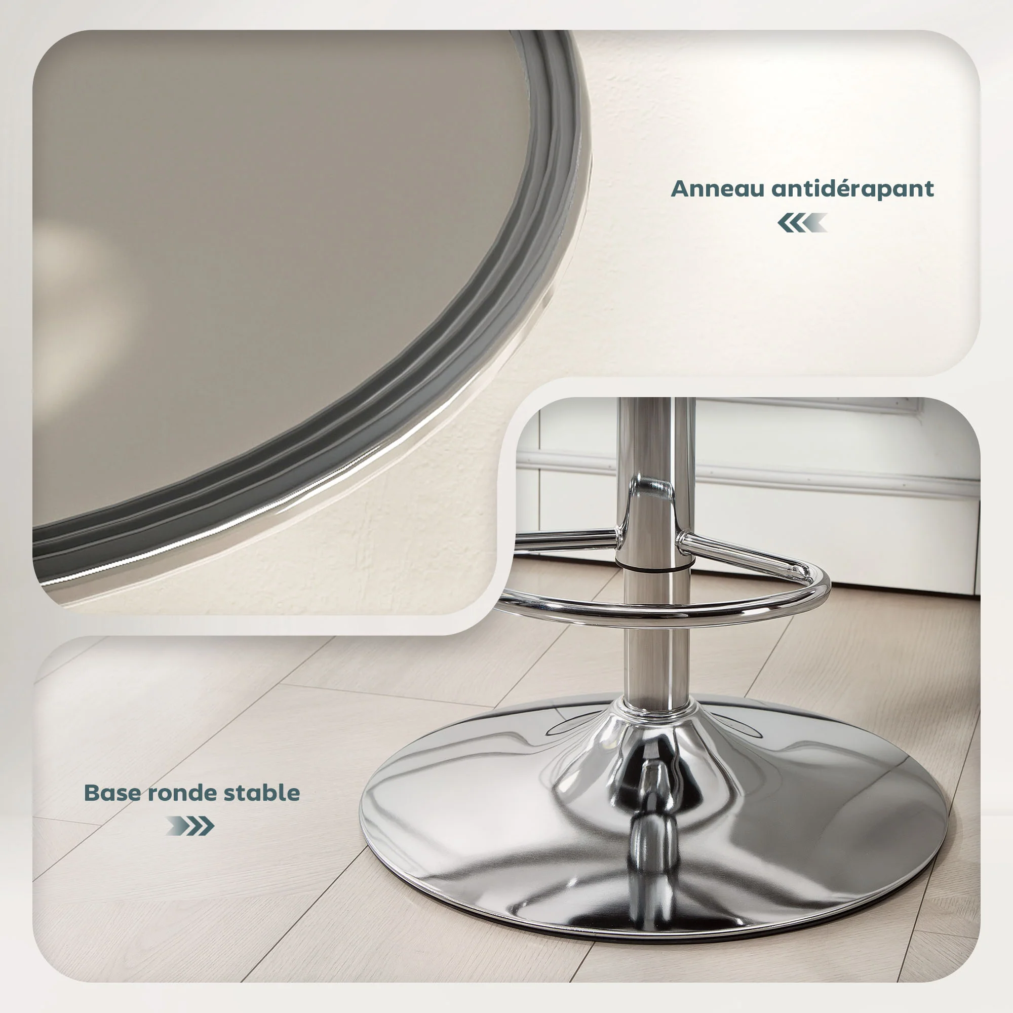 Lot de 2 tabourets de bar, chaises de bar, structure en acier, hauteur réglable 92-110 cm, chaises hautes avec dossier et repose-pieds, design moderne, siège en polyuréthane, bleu foncé - Image 10