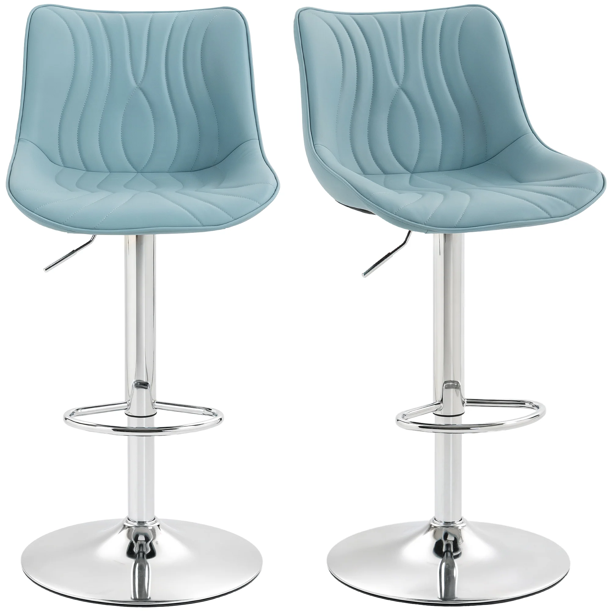 Lot de 2 tabourets de bar, chaises de bar, structure en acier, hauteur réglable 92-110 cm, chaises hautes avec dossier et repose-pieds, design moderne, siège en polyuréthane, bleu foncé - Image 11