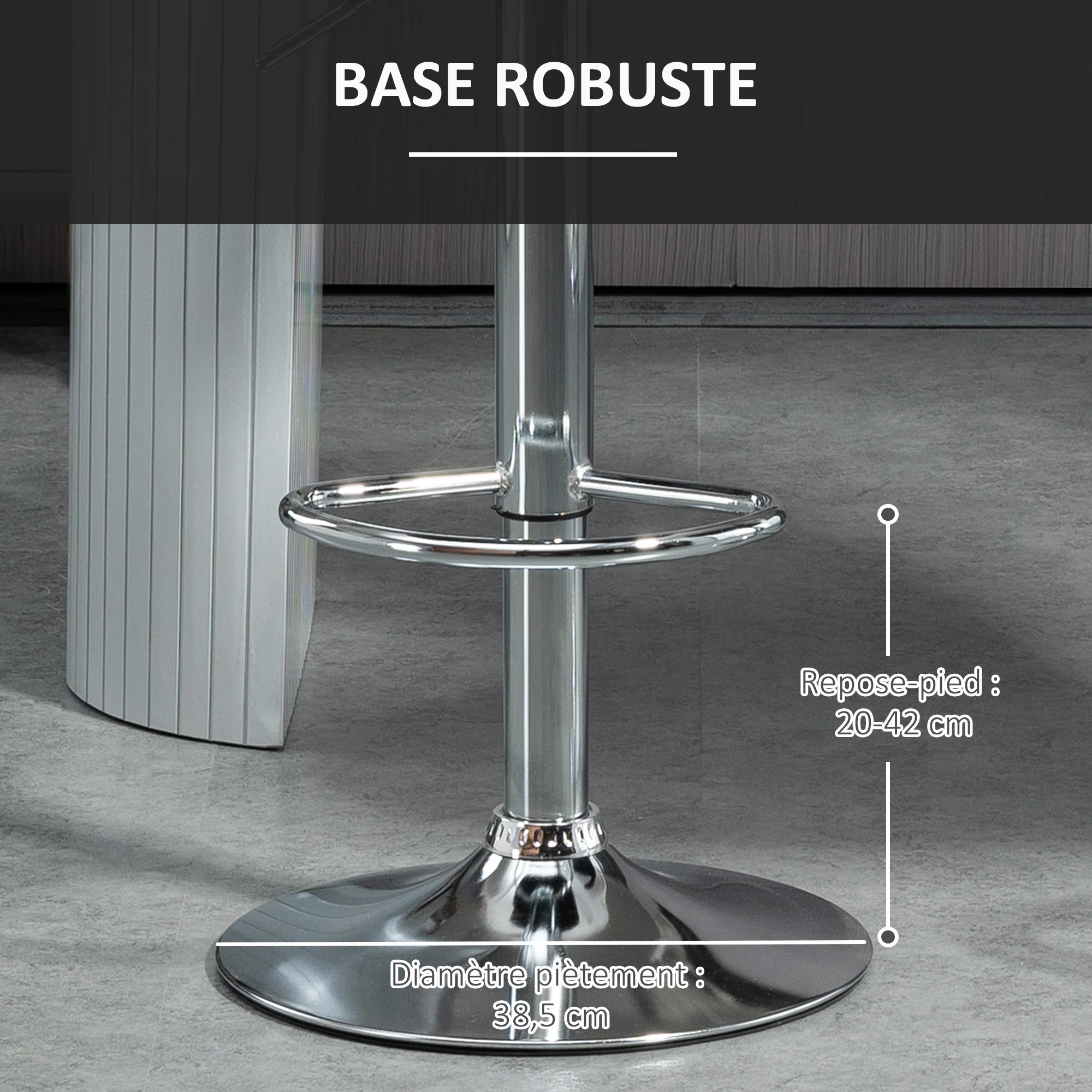 Lot de 2 Tabourets de Bar Design Contemporain Hauteur d'assise réglable 59-81 cm pivotant 360° Lin Noir - Image 8
