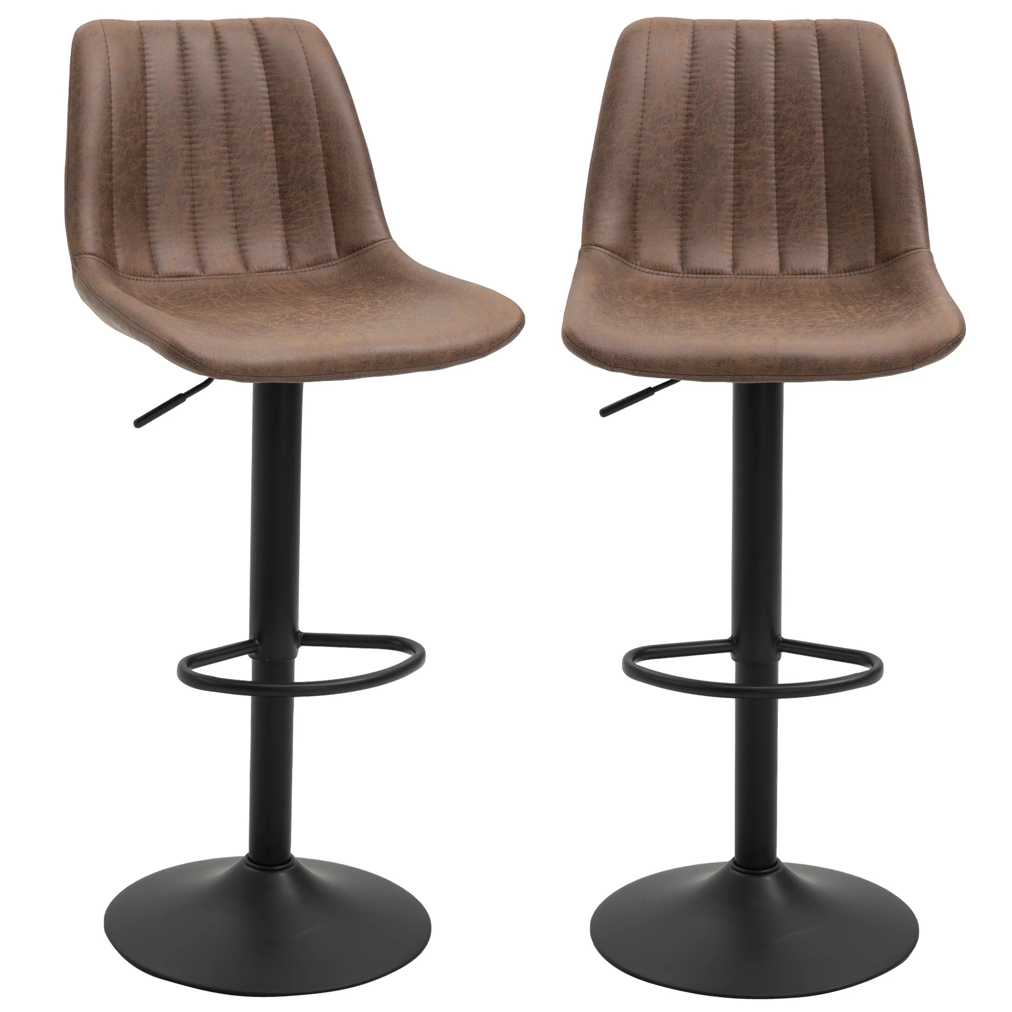 Lot de 2 tabourets de bar tabouret haut style vintage hauteur réglable pivotant avec repose-pied marron - Image 2