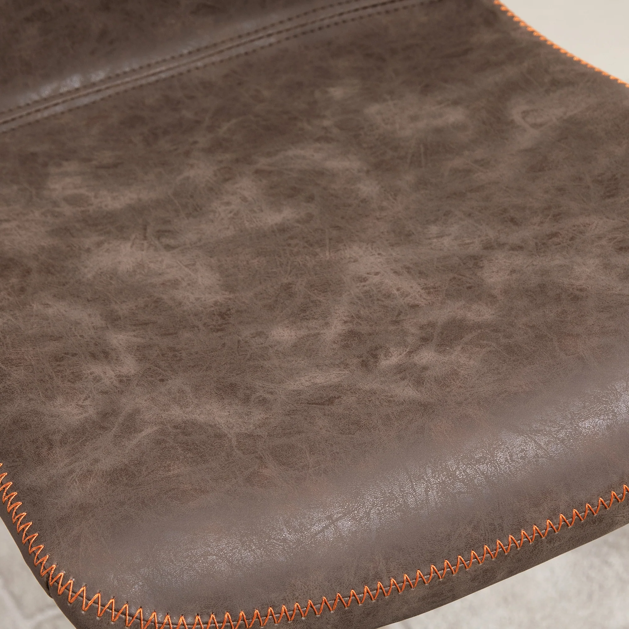 Lot de 2 tabourets de Bar Vintage réglable pivotant avec Repose-Pied PU Marron surpiqûre Orange - Image 10