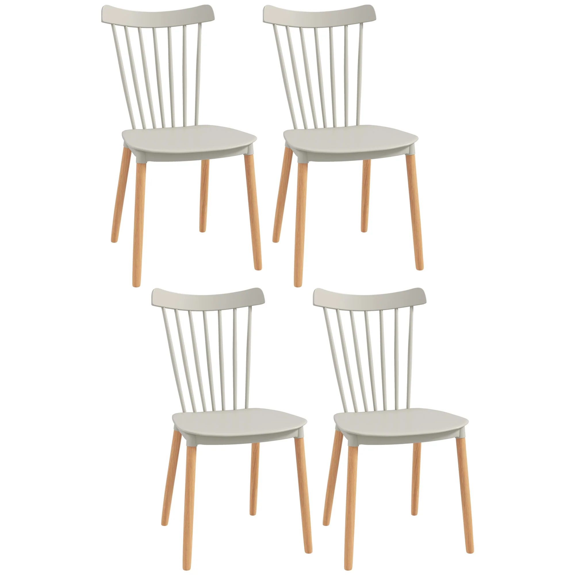Lot de 4 chaises de salle à manger, chaises de cuisine, style scandinave, dossier haut, assise en polypropylène, pieds en hêtre, pour salon, chambre, cuisine, bureau, gris - Image 11