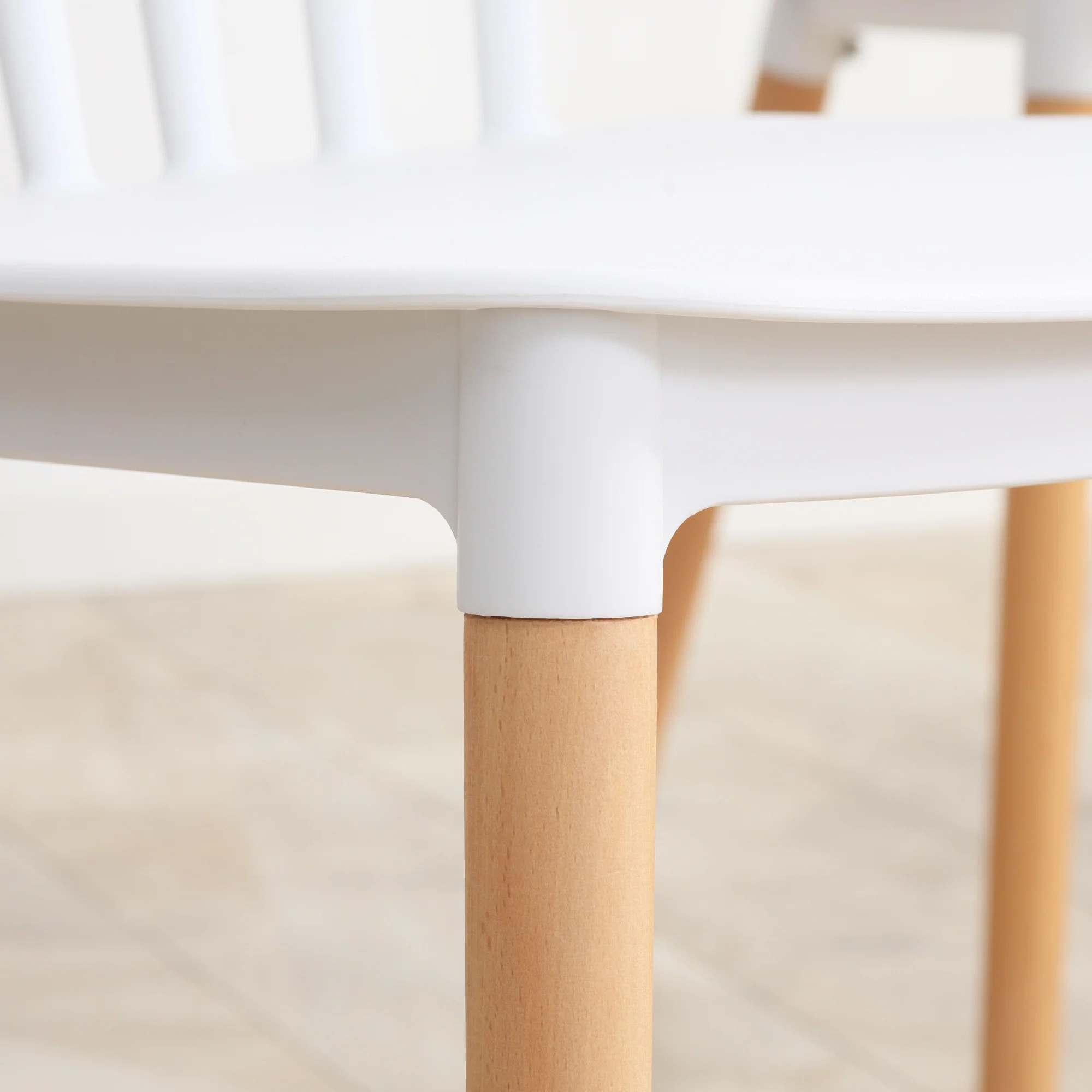 Lot de 4 chaises de salle à manger, chaises de cuisine, style scandinave, dossier haut, assise en polypropylène, pieds en hêtre, pour salon, chambre, cuisine, bureau, blanc - Image 9