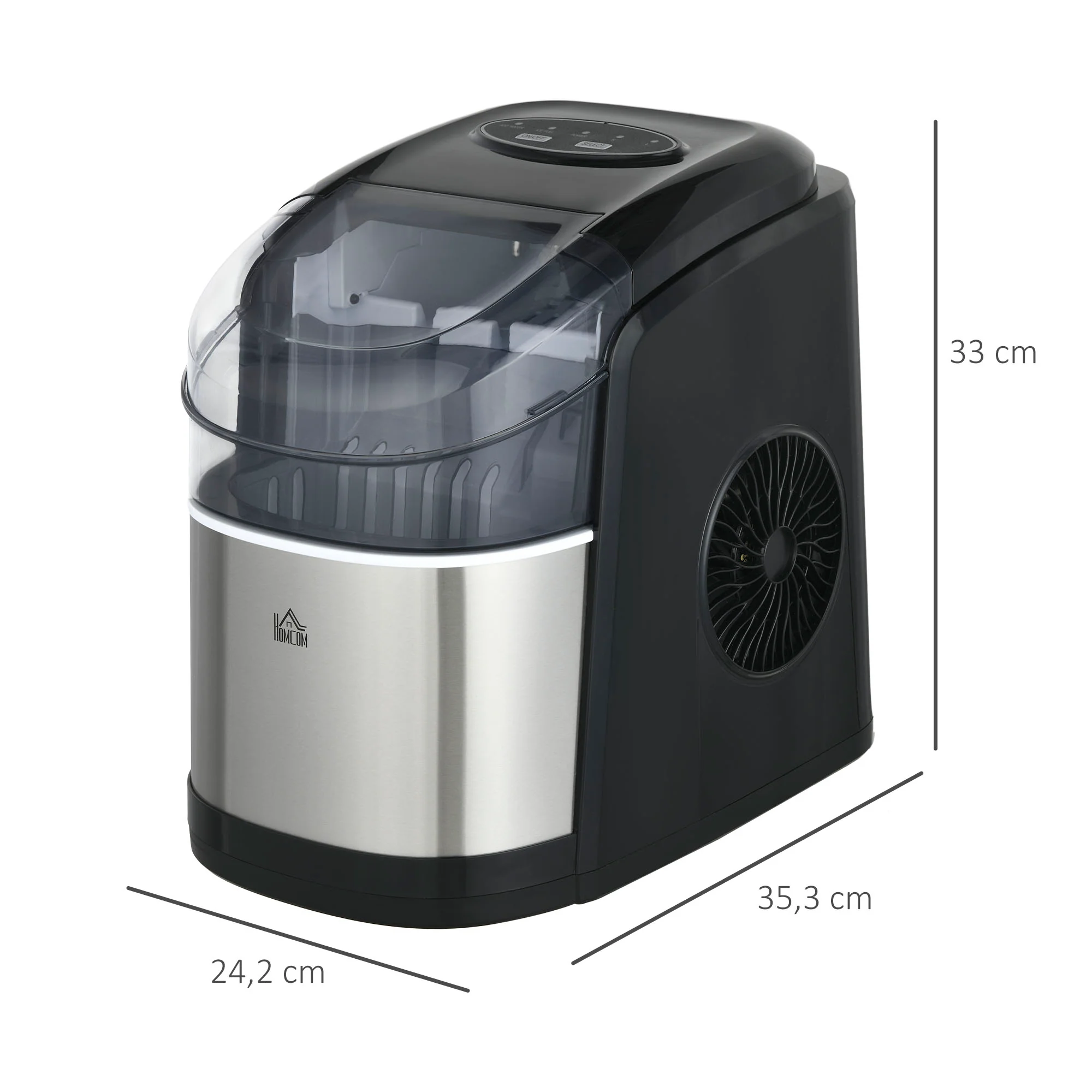 Machine à gla?ons 12kg en 24h, Machine Glacon autonettoyant, capacité réservoir 1,8 L, Affichage LED, pelle et panier inclus, en acier Inox pour Maison, Cuisine, Bar - Image 4