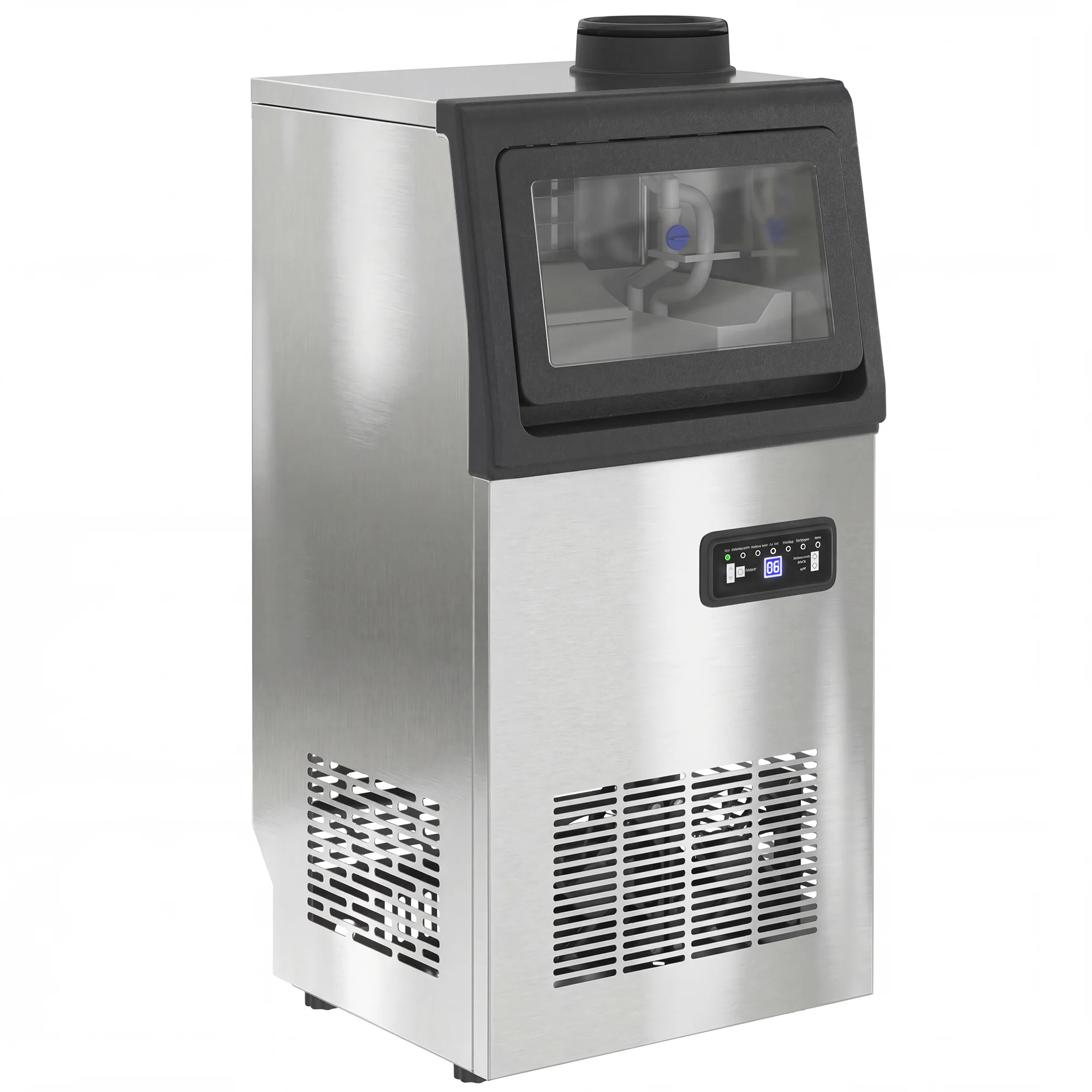 Machine à Gla?ons Commerciale 36 kg/24H, Acier inoxydable, Ice Maker Professionnel, Capacité 7,5 kg, 36 Cubes par 10 Minutes, Nettoyage Automatique, Minuterie, à Encastrer ou à Poser, Argenté - Image 2
