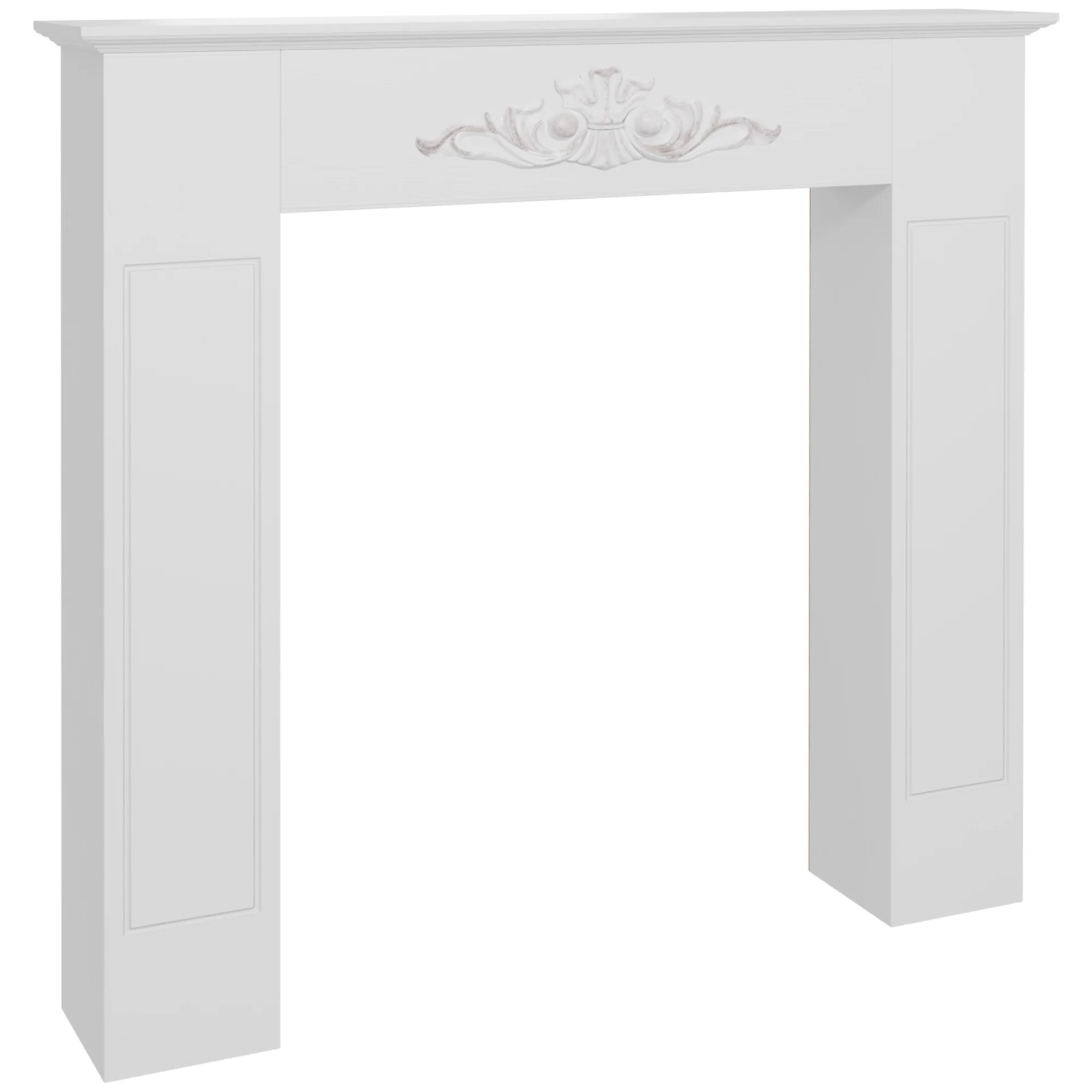 Manteau de cheminée encadrement cadre décoratif pour cheminée électrique 101 x 19 x 100 cm bois massif blanc - Image 2