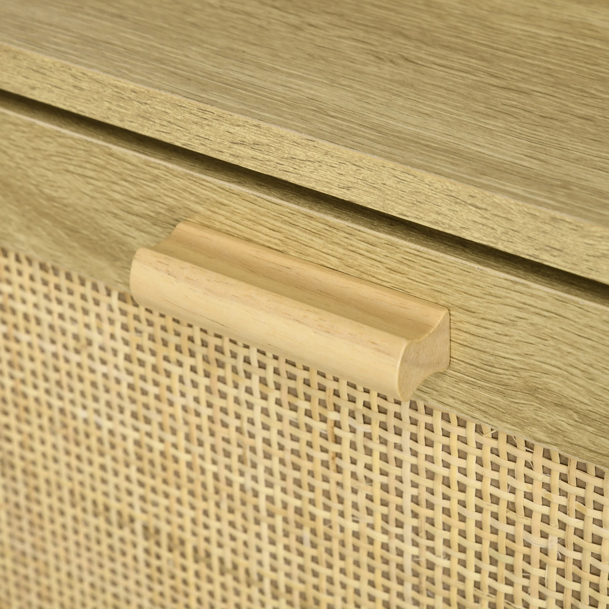 Meuble à chaussures étagère à chaussures armoire 2 portes abattants 12 paires, effet rotin tissé design bohème - dim. 80L x 24,5l x 110H cm naturel - Image 9