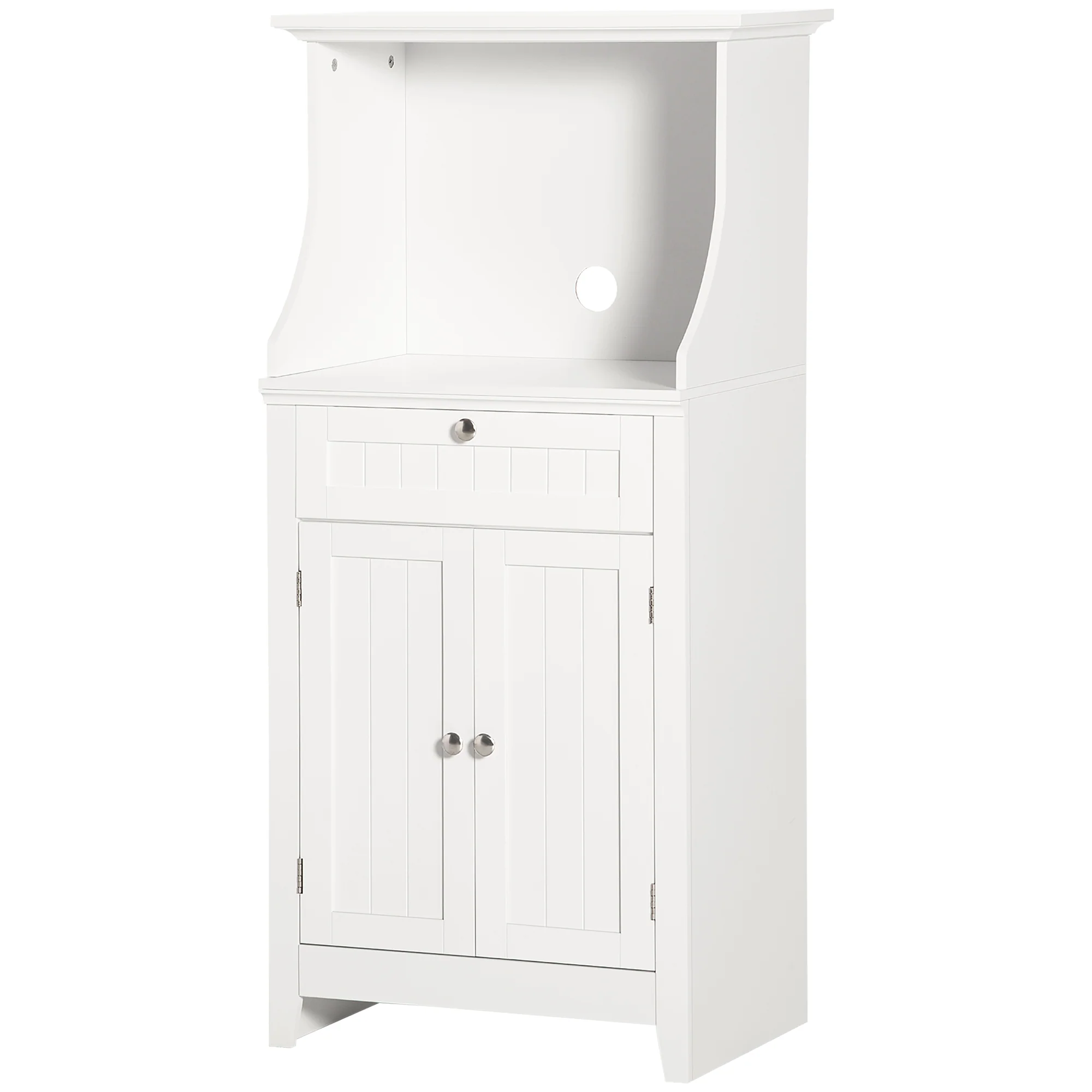 Meuble armoire micro-ondes pour cuisine avec 1 tiroir, 2 Portes 60 x 40 x 122,5 cm - MDF - Blanc