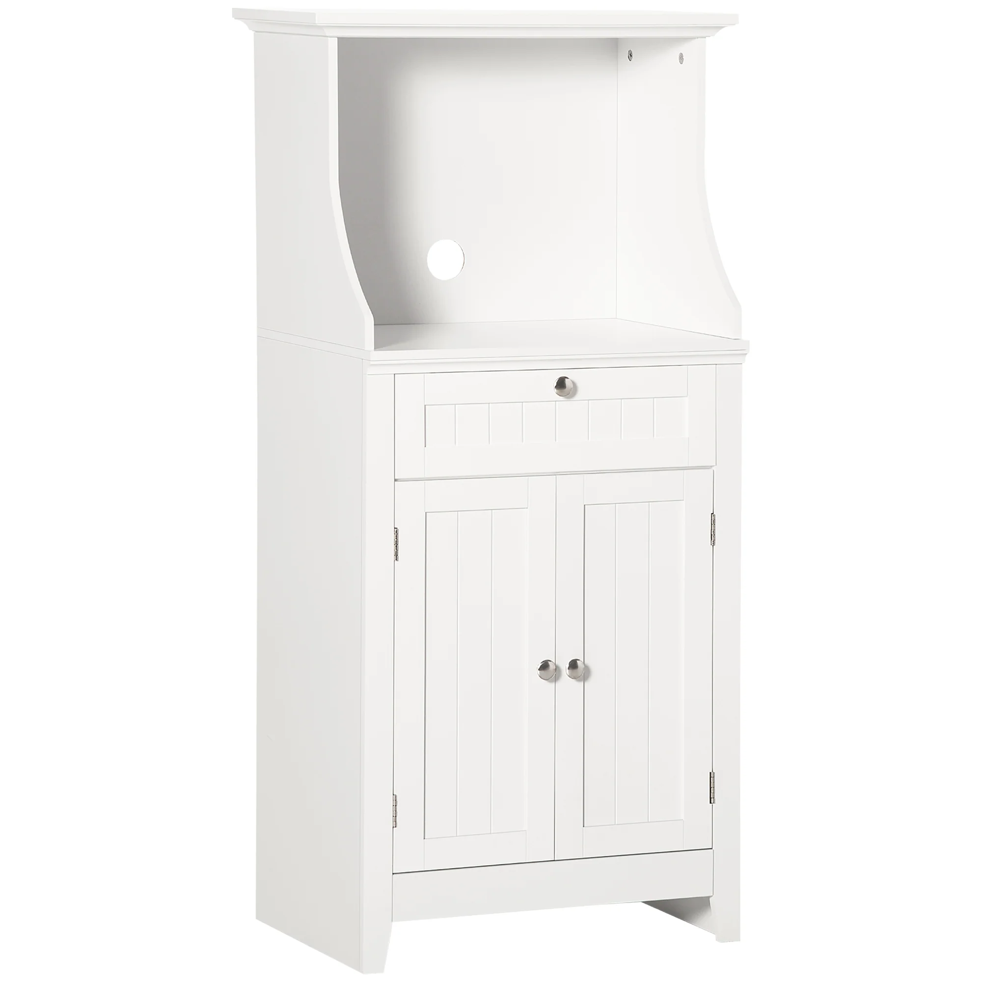Meuble armoire micro-ondes pour cuisine avec 1 tiroir, 2 Portes 60 x 40 x 122,5 cm - MDF - Blanc - Image 2