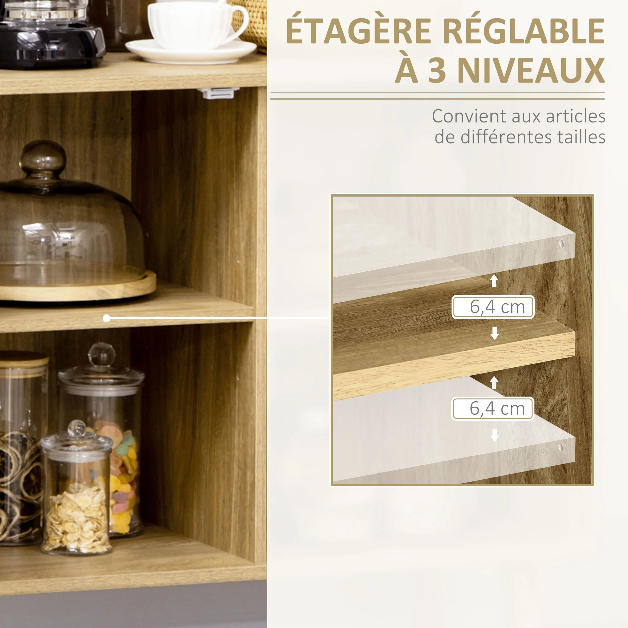 Meuble de rangement buffet 1 porte cannage effet bois - dim. 80L x 39l x 70H cm - Image 6
