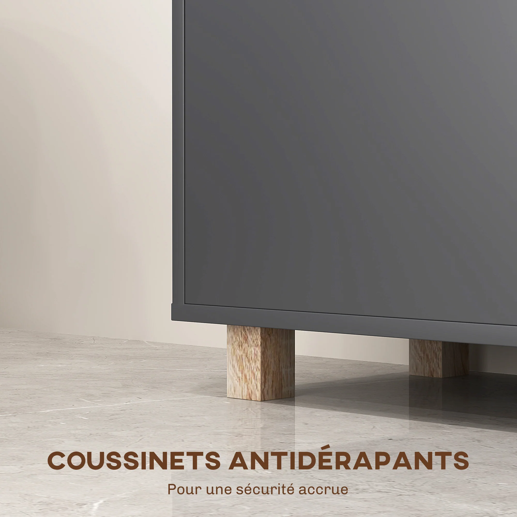 Meuble salle de bain rangement, meuble de rangement style moderne avec compartiments ouverts et portes doubles, armoire pour salle de bain, salon, cuisine - 80l x 35P x 70H cm, gris - Image 7