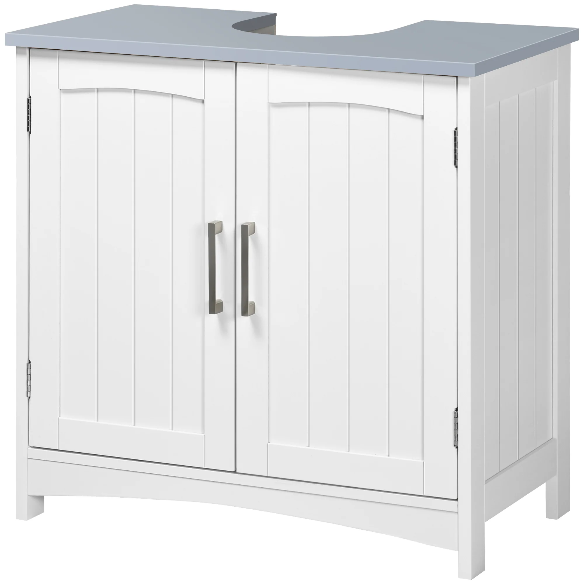 Meuble salle de bain sous lavabo, meuble sous lavabo avec double portes, étagère réglable, 60 x 33 x 60 cm, blanc