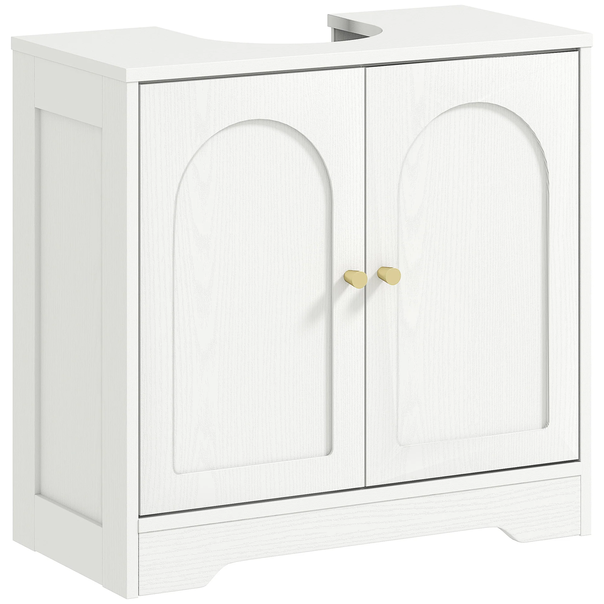 Meuble sous lavabo salle de bain meuble sous vasque armoire de rangement pour lavabo - placard à portes et étagère réglable, pour bassin avec ou sans pédestal, 60 x 30 x 65 cm, blanc - Image 11