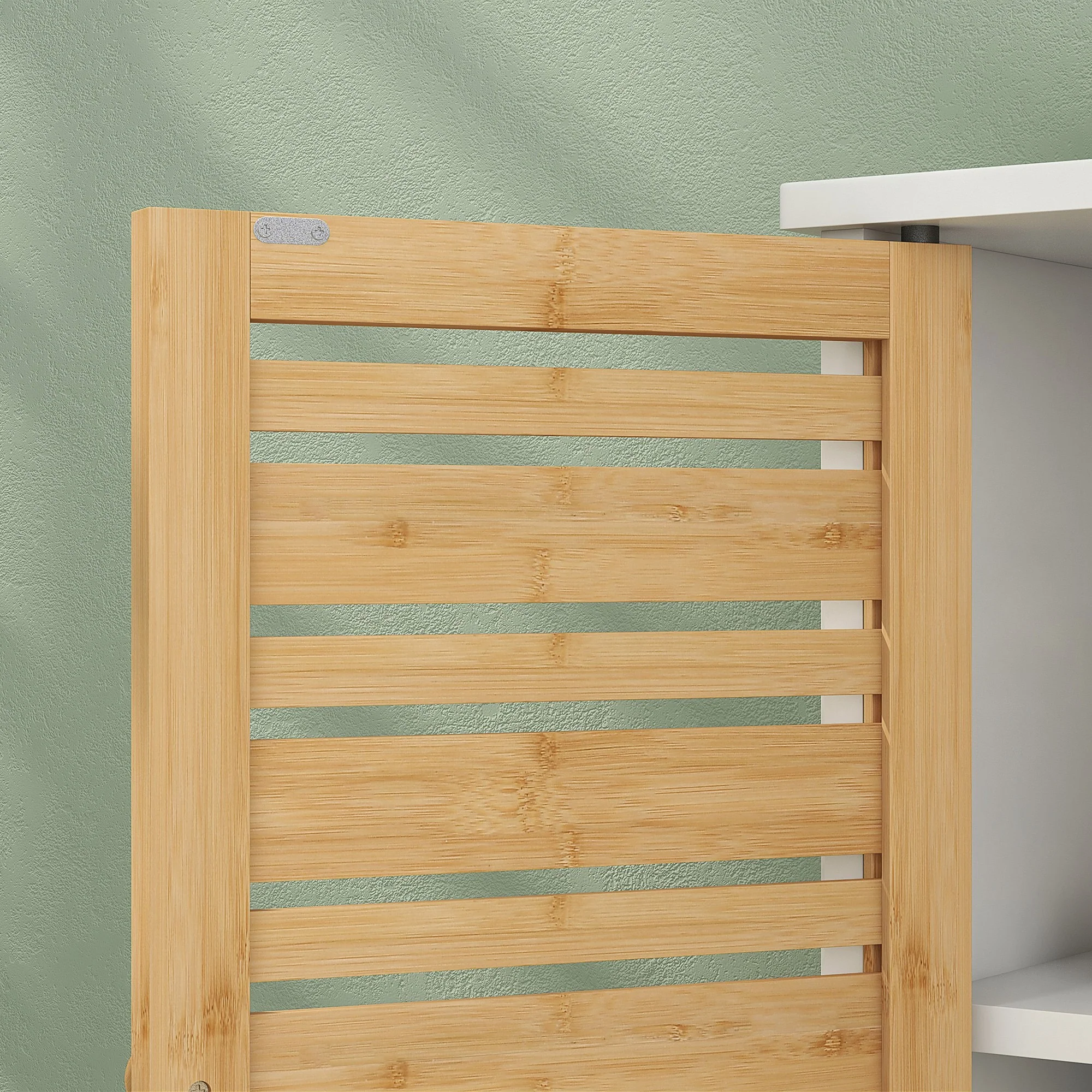 Meuble sous vasque meuble de salle de bain 2 portes avec étagère réglable armoire de rangement pour lavabo 60 x 30 x 60 cm en bambou naturel et blanc - Image 9