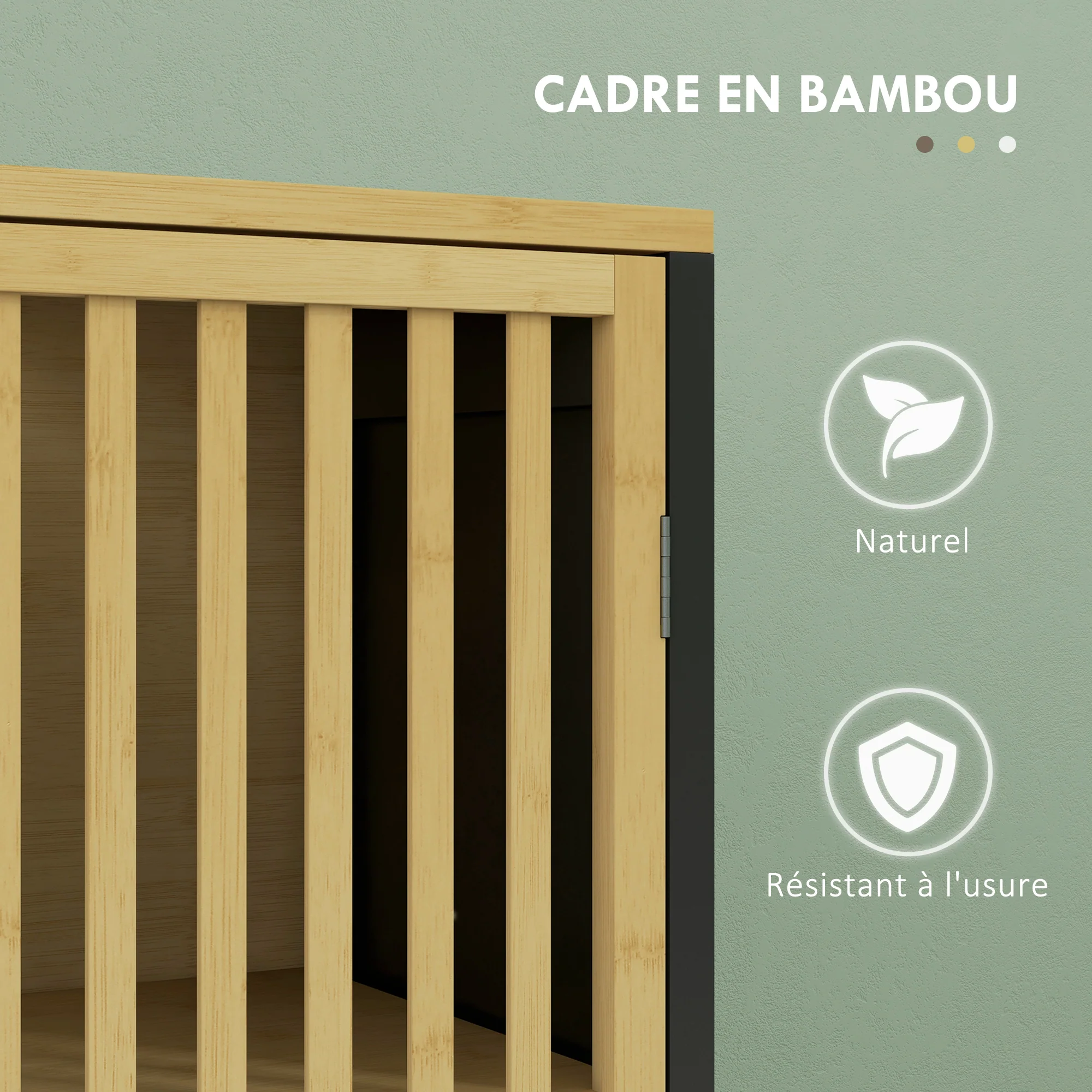 Meuble sous vasque meuble de salle de bain 2 portes avec étagère réglable armoire de rangement pour lavabo 60 x 30 x 70 cm en bambou noir et naturel - Image 7