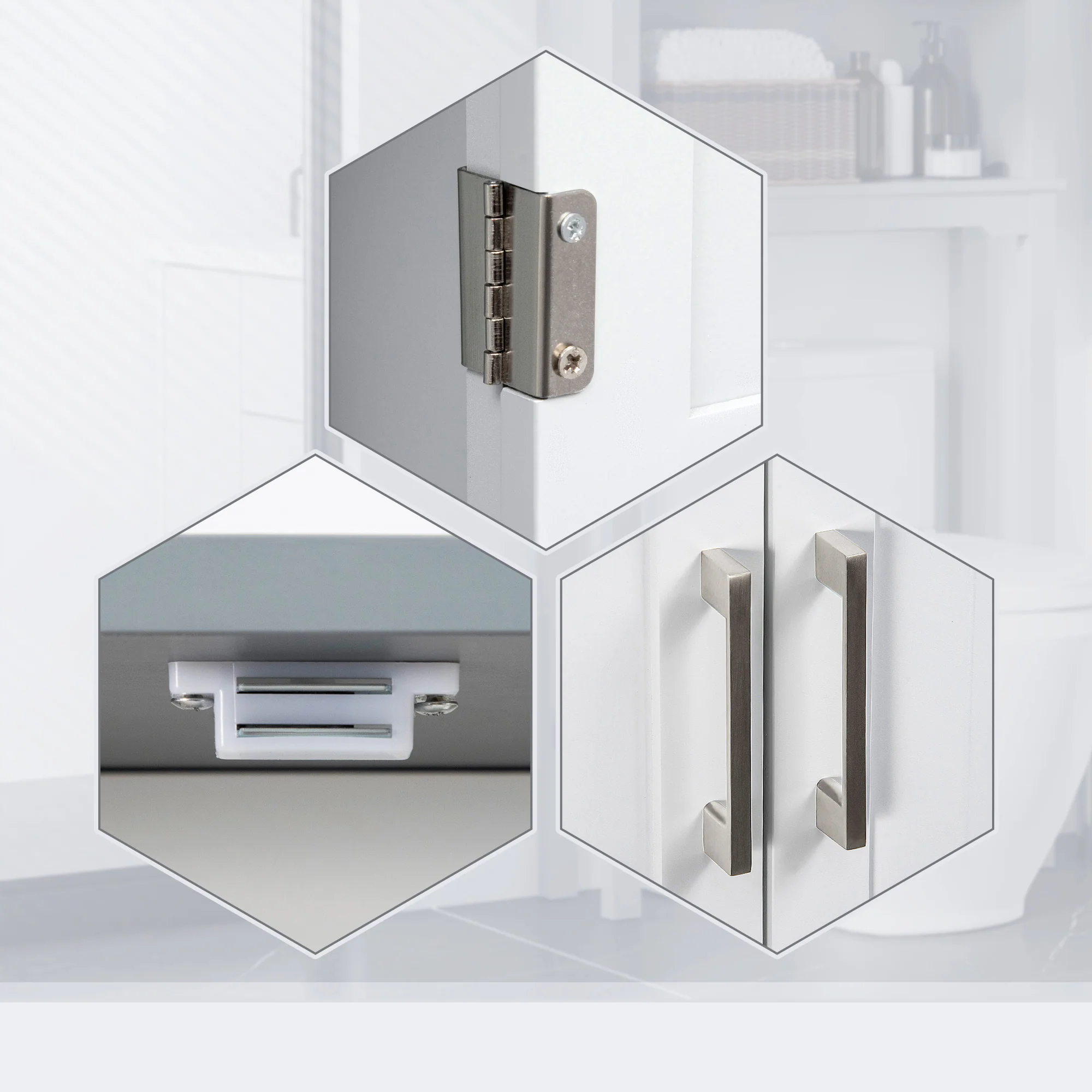 Meuble WC dessus de toilette meuble toilettes WC rangement meuble salle de bain avec placard à double porte, étagère réglable et compartiments ouverts, 64 x 22 x 165 cm, blanc - Image 8