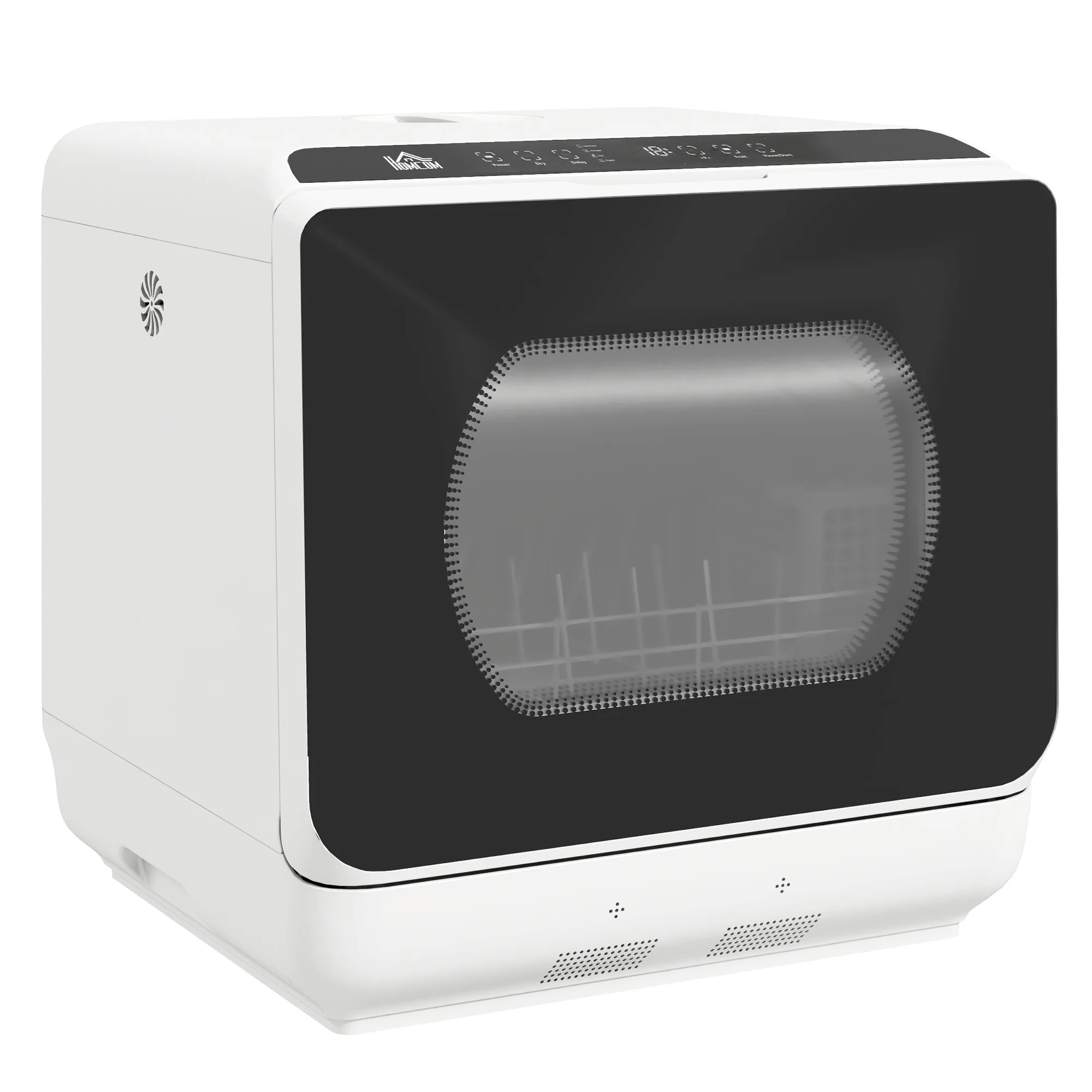Mini lave-vaisselle 4 couverts, lave-vaisselle de table, 5 programmes, double alimentation en eau, lavage des fruits, réservoir d'eau 6L, commande tactile, affichage LED, départ différé, noir - Image 2