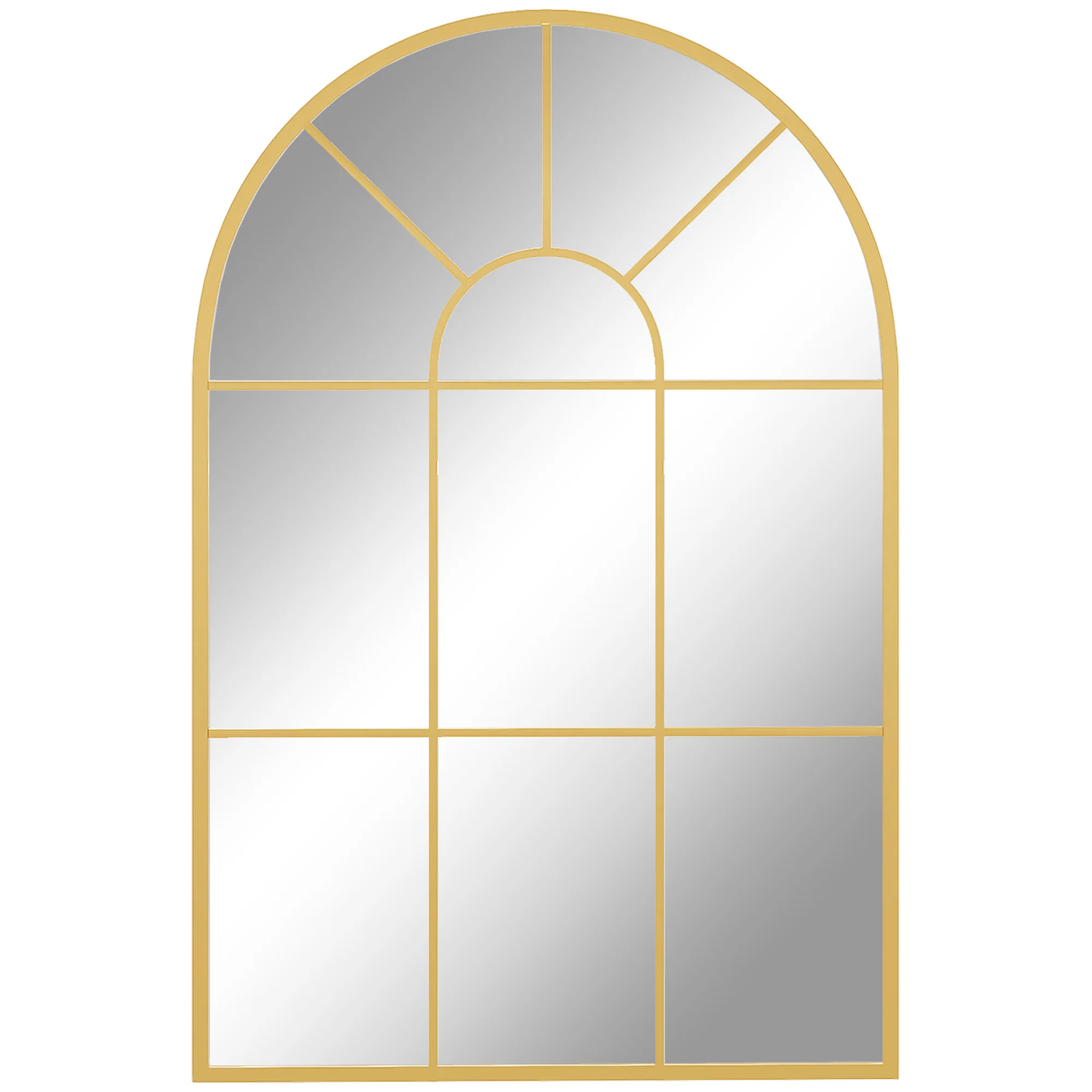 Miroir mural arqué 91 x 60 cm, miroir verrière arche style industriel, miroir de fenêtre arqué avec cadre métallique, pour salon, chambre, couloir, doré - Image 11