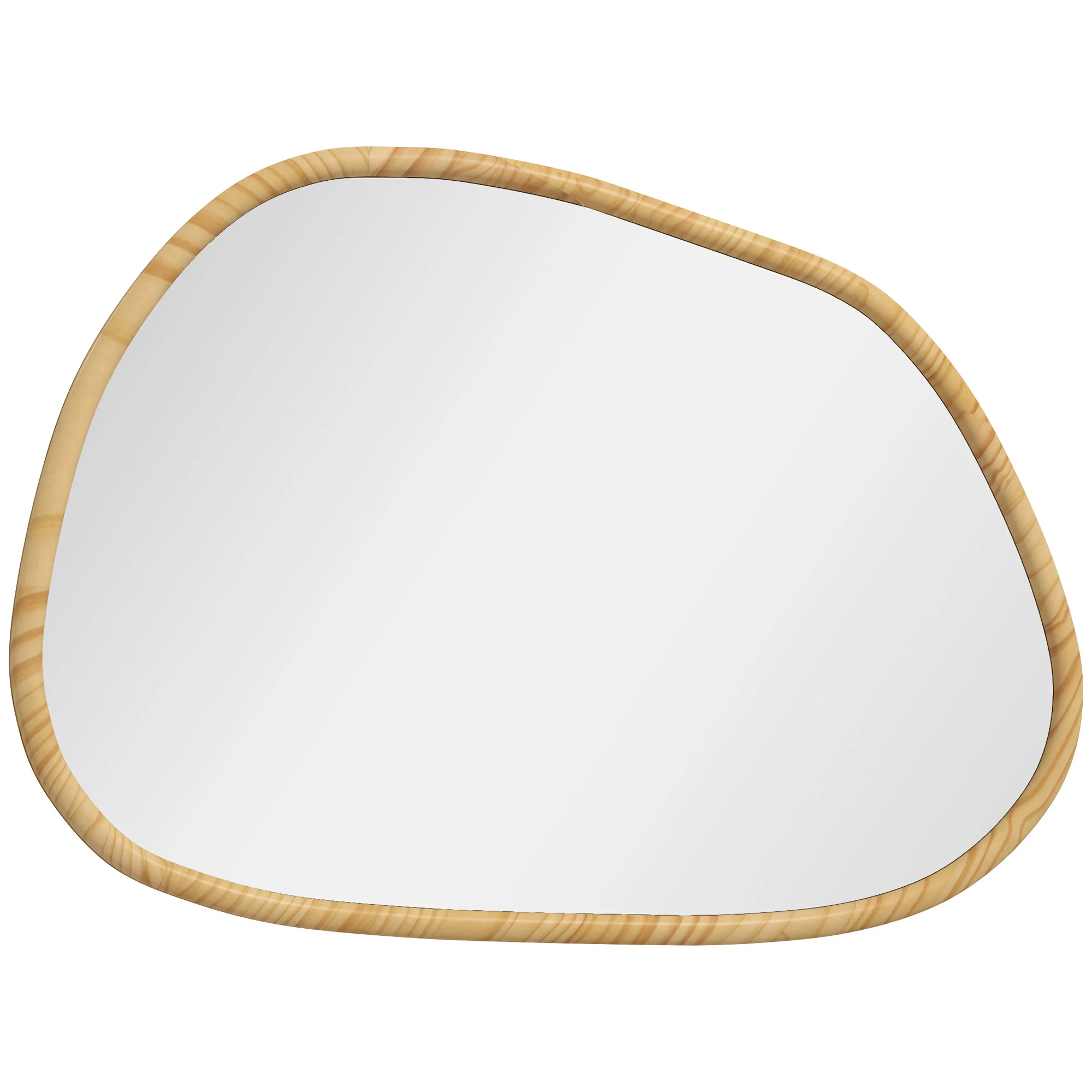 Miroir mural, miroir décoratif, forme organique, 70 x 50 cm, horizontal ou vertical, avec cadre en bois de pin, miroir suspendu pour salle de bain, chambre, salon, couloir, naturel - Image 11