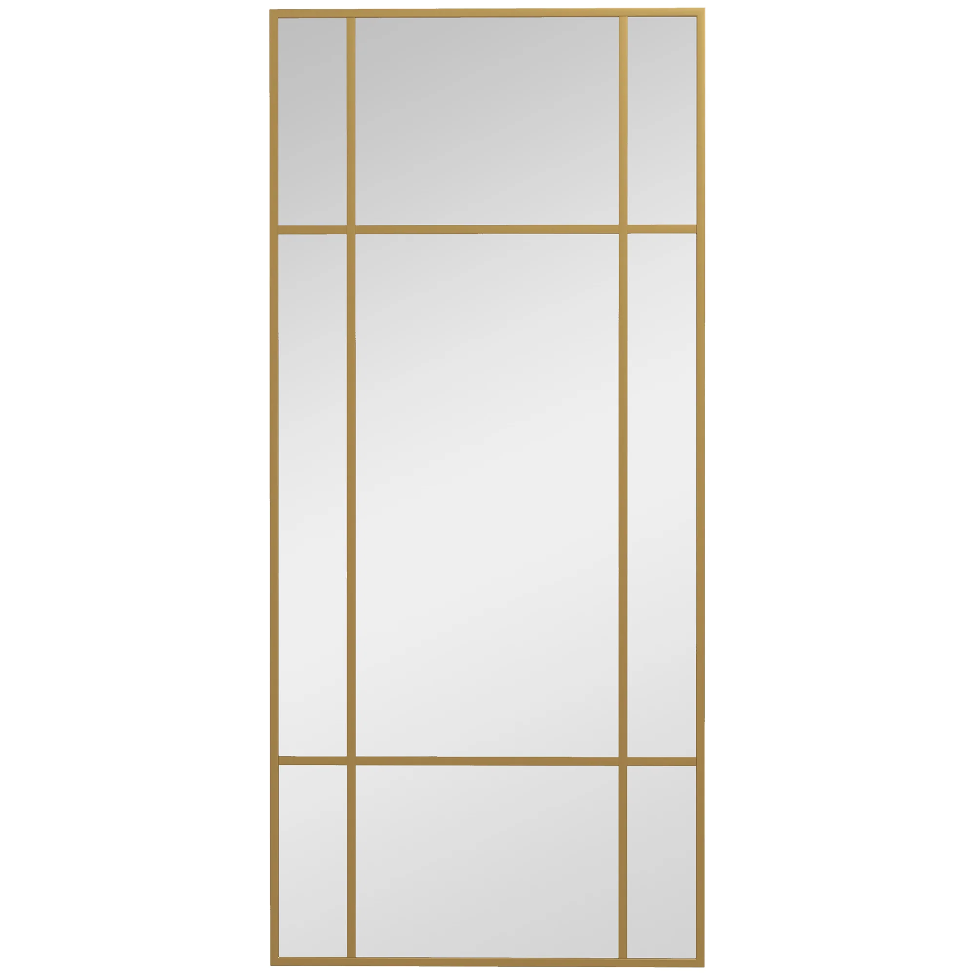 Miroir mural verrière rectangulaire style fenêtre, horizontal ou vertical avec 4 crochets, en métal doré - 110x50 cm - Image 11