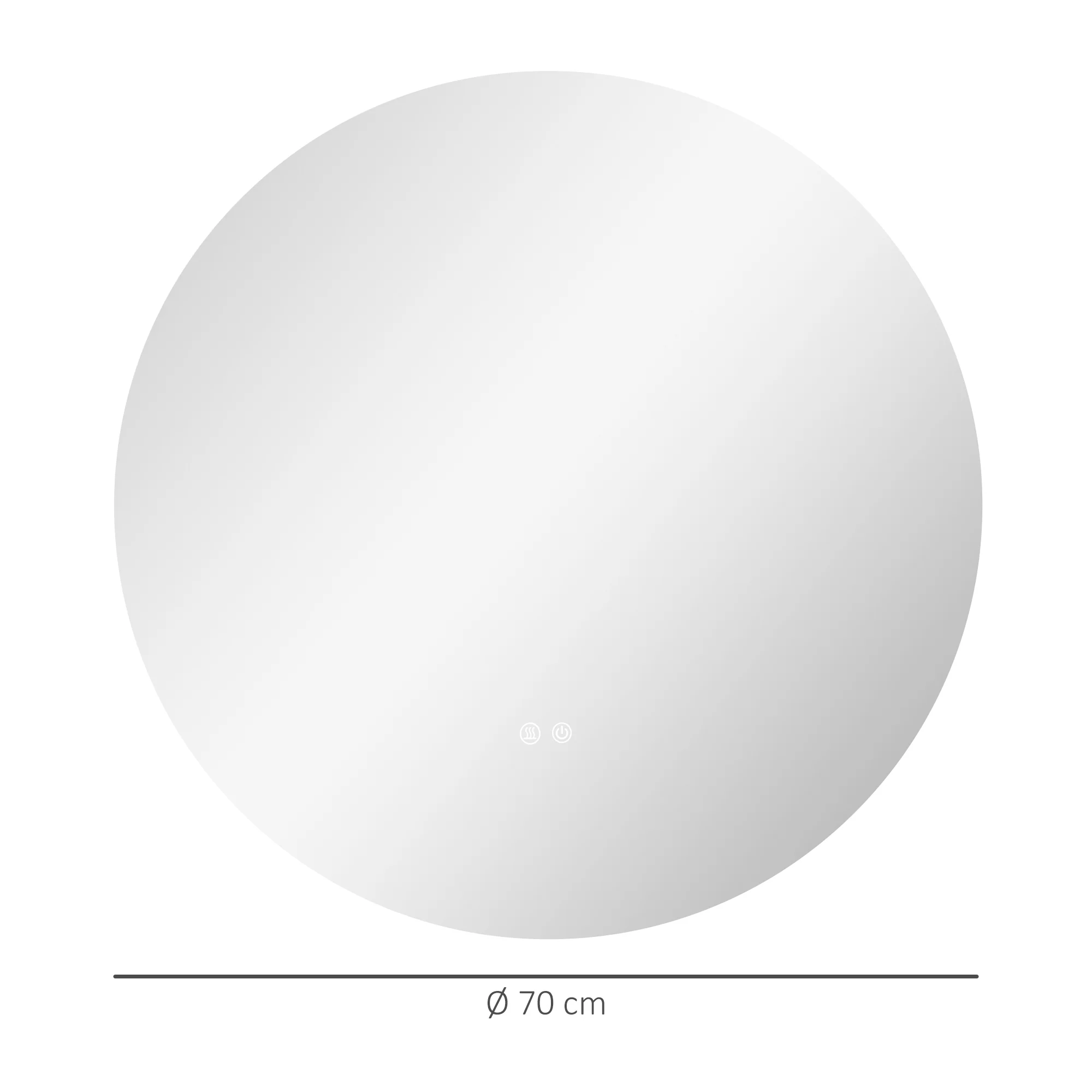 Miroir rond lumineux LED miroir mural de salle de bain 70 cm avec éclairage interrupteur tactile système antibuée luminosité réglable 35W blanc et argent - Image 3