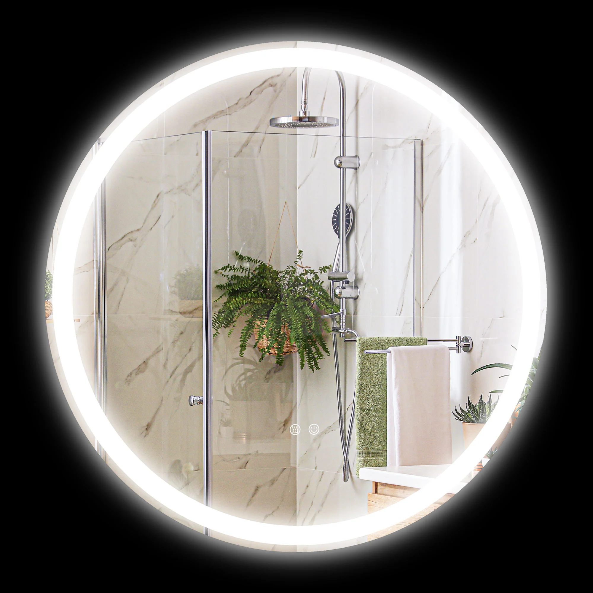 Miroir salle de bain avec éclairage Ø 60 cm miroir rond lumineux 3 couleurs interrupteur tactile système antibuée 29W blanc argent - Image 11