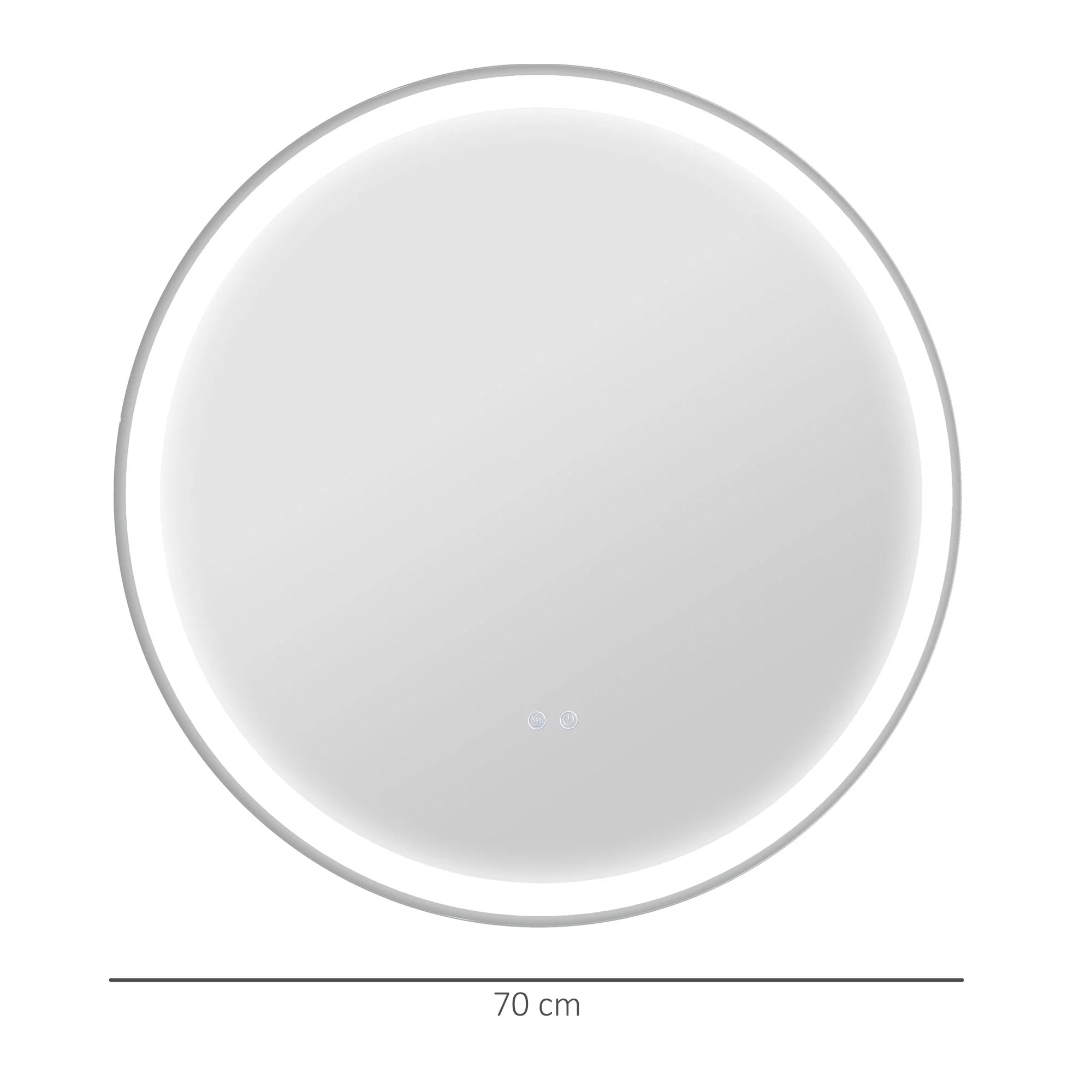 Miroir salle de bain avec éclairage Ø 70 cm miroir rond lumineux 3 couleurs interrupteur tactile système antibuée 23W blanc argent - Image 4