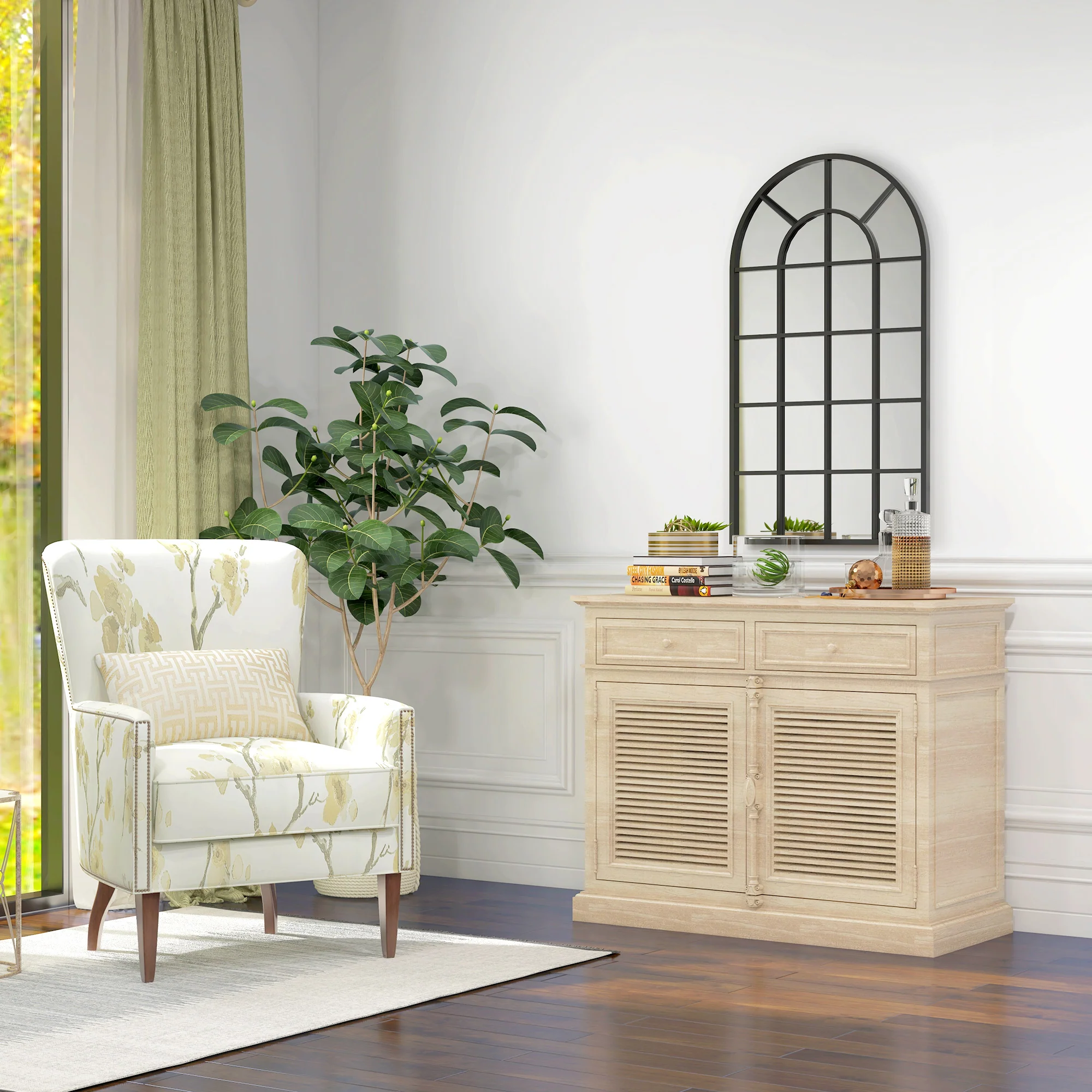 Miroir verrière arche style industriel fenêtre arcade métal noir - 110 x 65 cm - Image 10