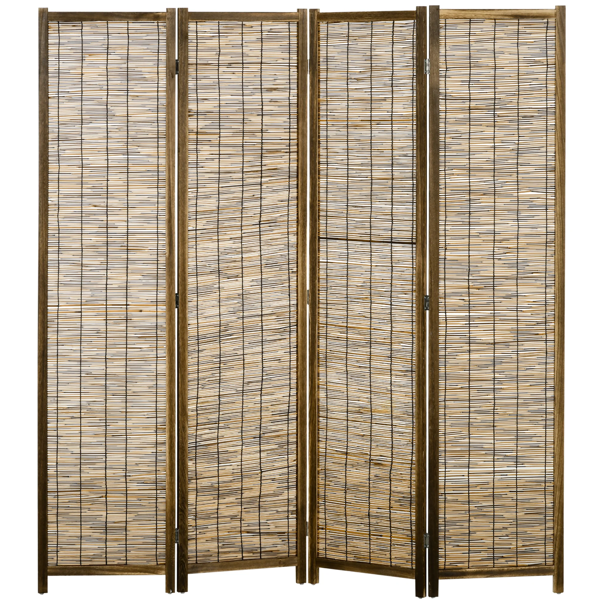 Paravent en bois 4 panneaux 160 x 170 cm séparateur de pièce closion de séparation pliable - naturel